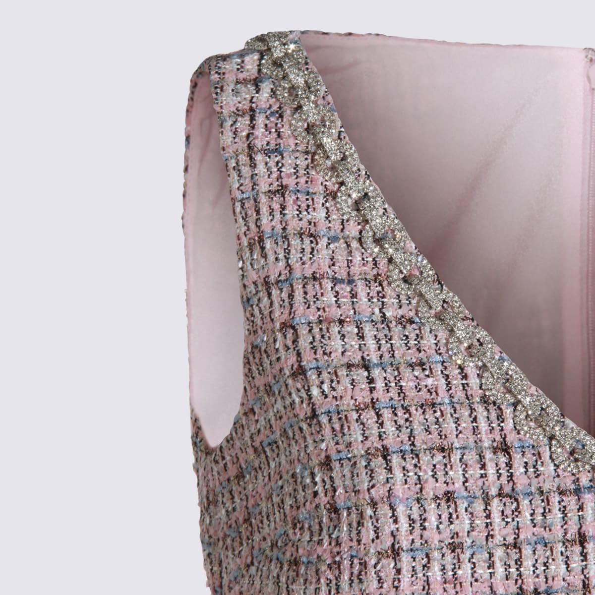 Self-portrait Embellished Fur-trimmed Dress In Pink