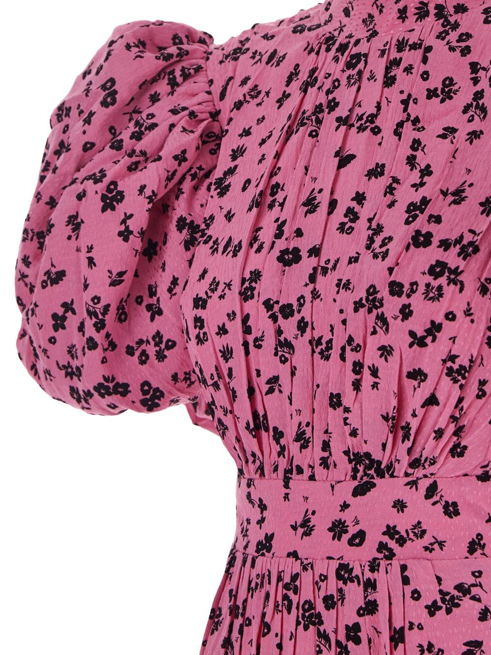Shop Rotate Birger Christensen Fine Jacquard Wrap Dress In Super Pink