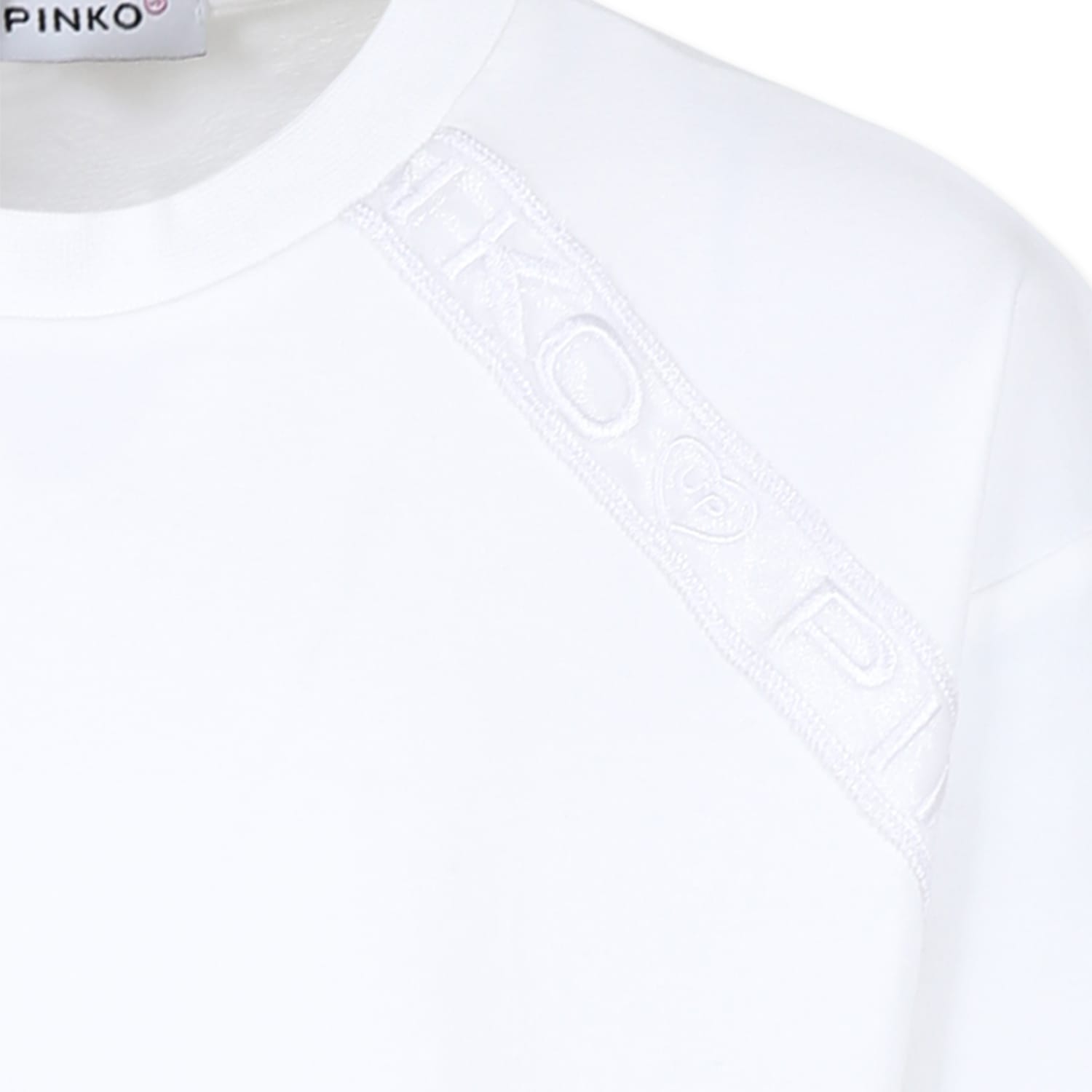 Shop Pinko White Sweatshirt For Girl With Logo