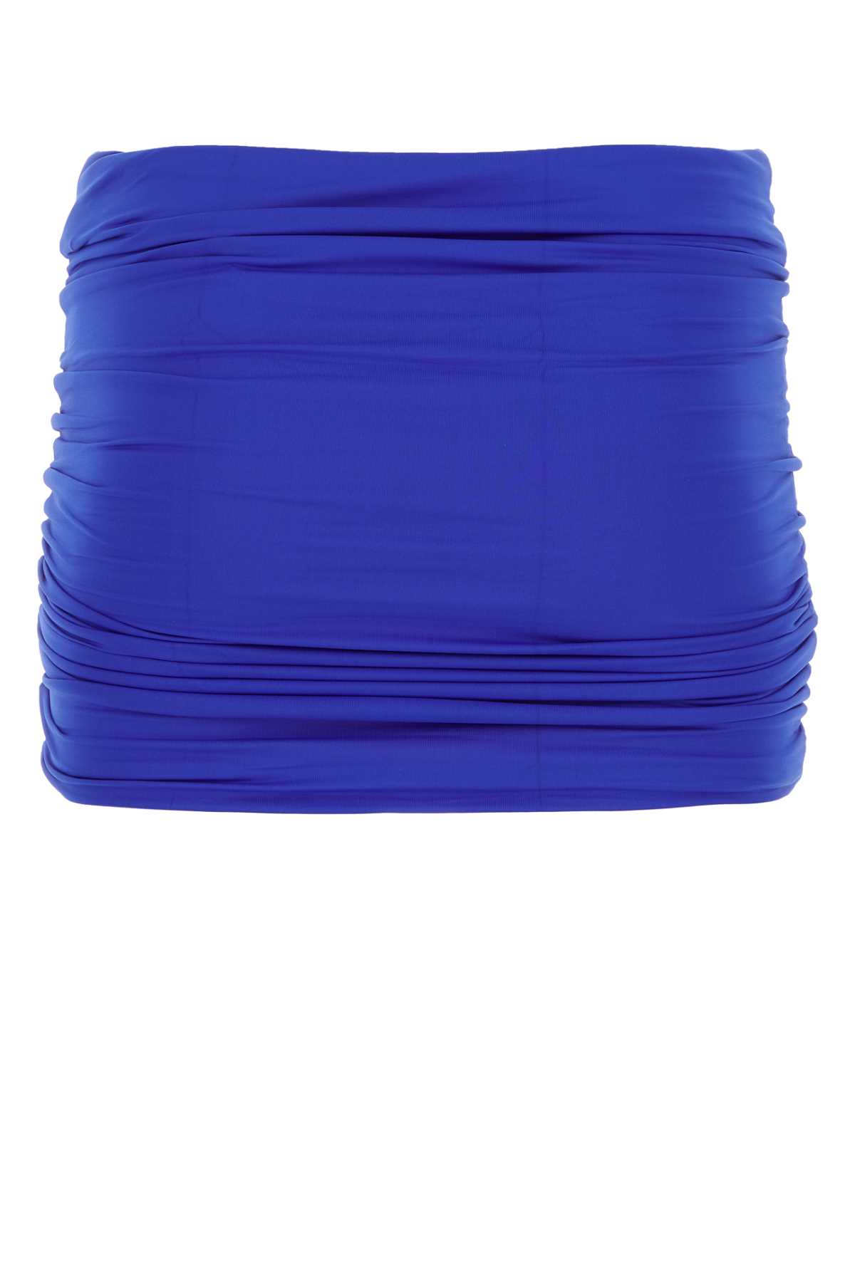 Shop Attico Electric Blue Stretch Nylon Mini Skirt In 015