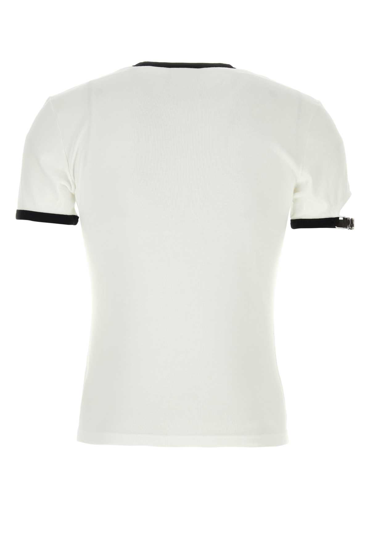 Courrèges White Cotton T-shirt In Heritagewhiteblack