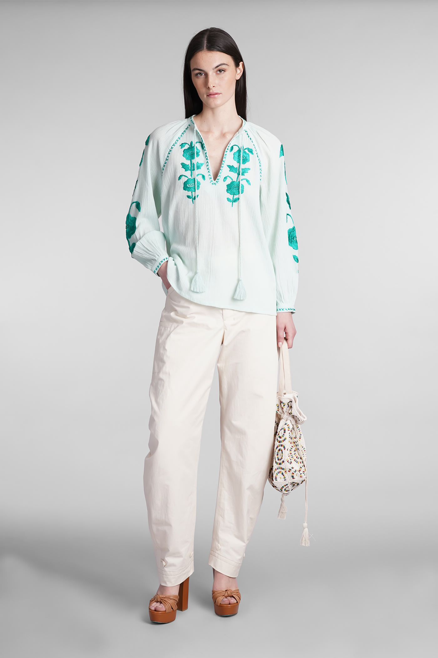 Shop Antik Batik Ila Blouse In Cyan Cotton