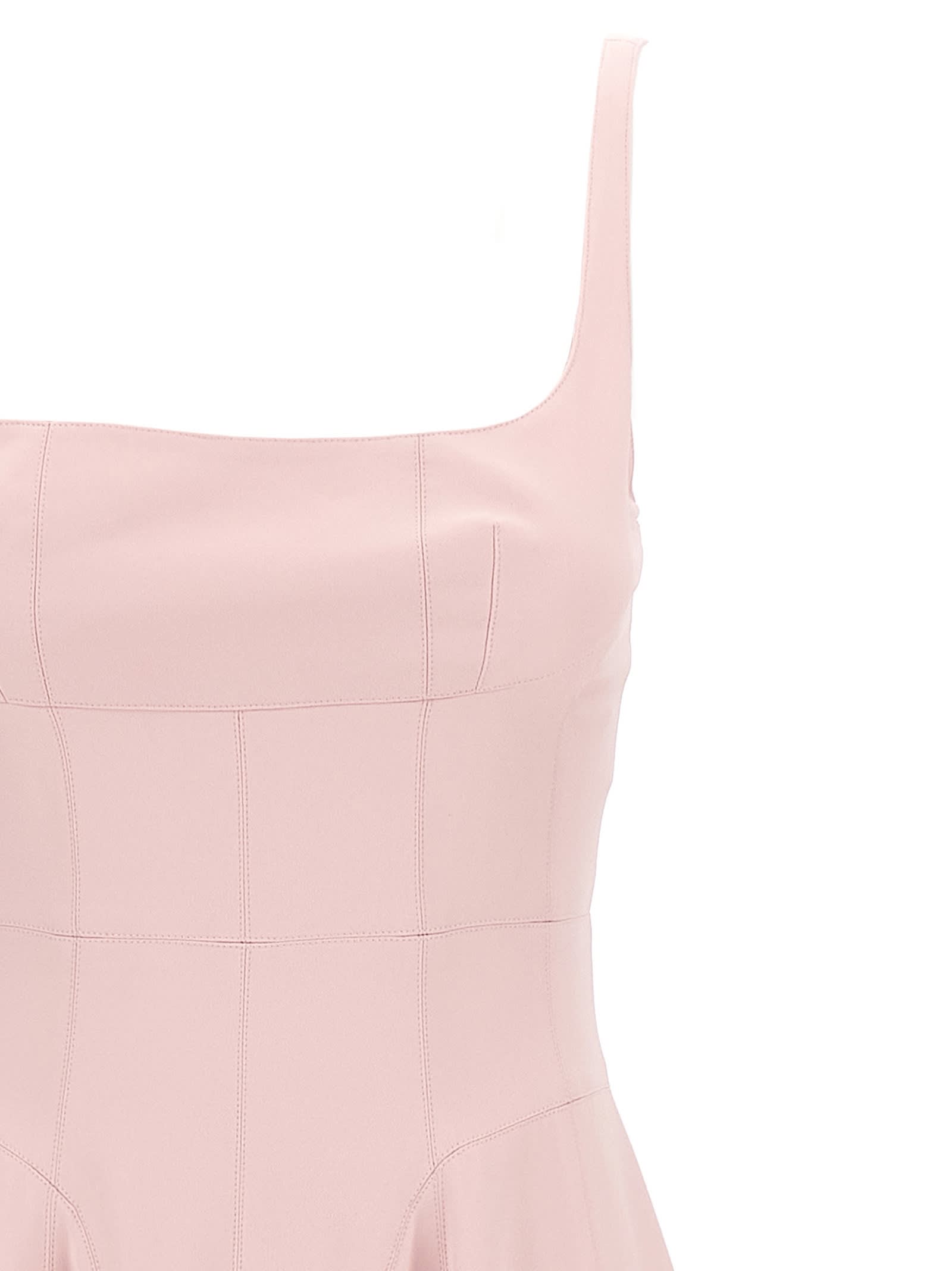 Giovanni Bedin Pleated-skirt Square-neck Maxidress In Pink