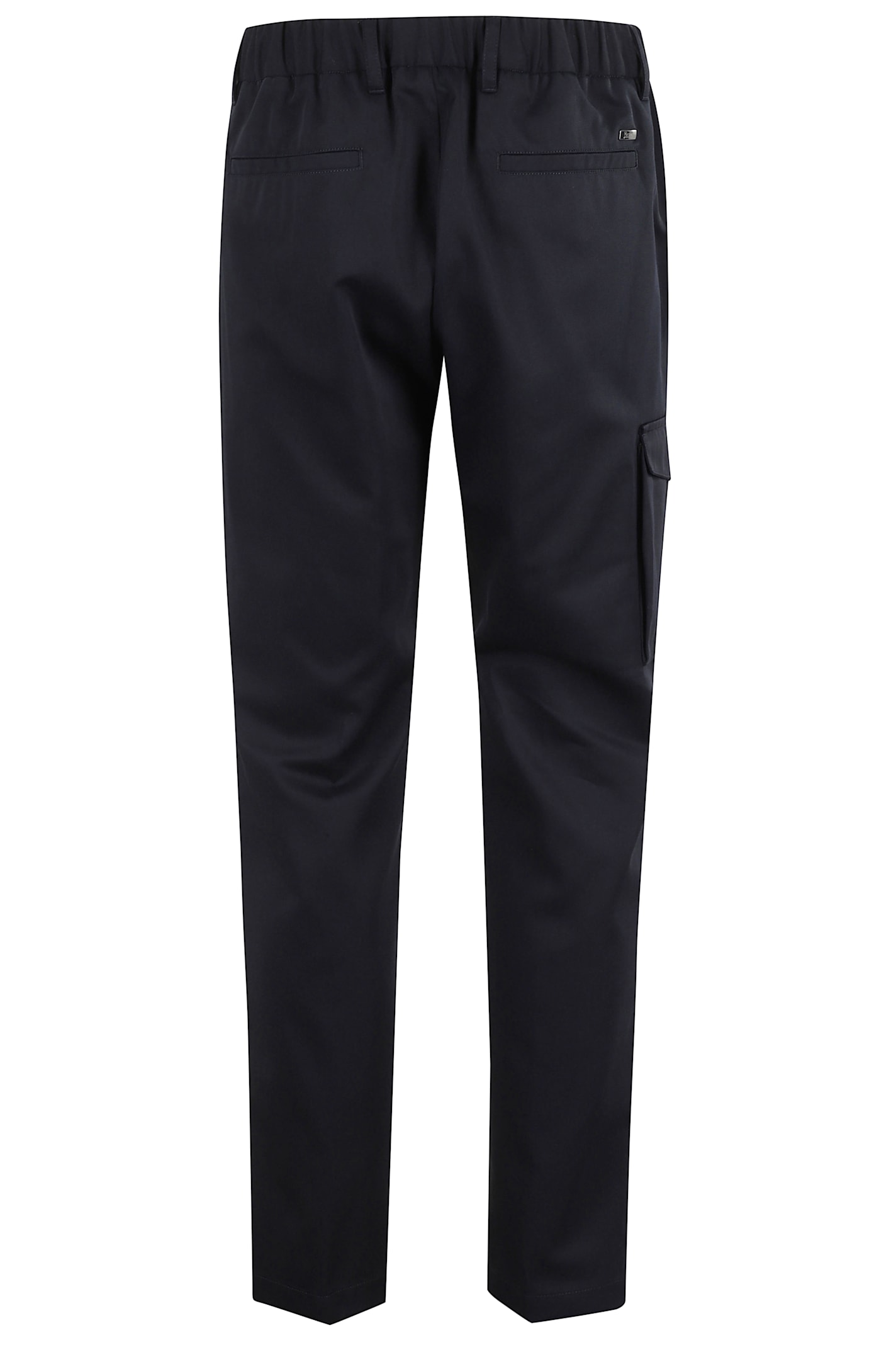 Herno Tailored Blue Pants With Elastic Waistband In Black