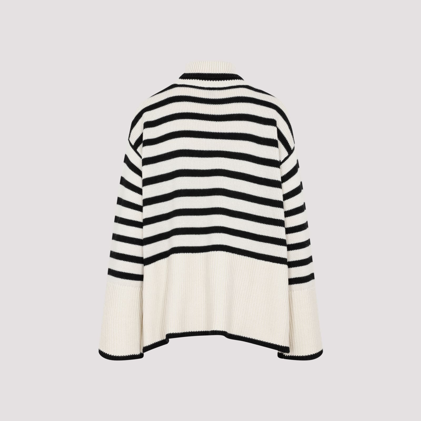 Shop Totême Striped Roll Neck Jumper In Light Sand Stripe