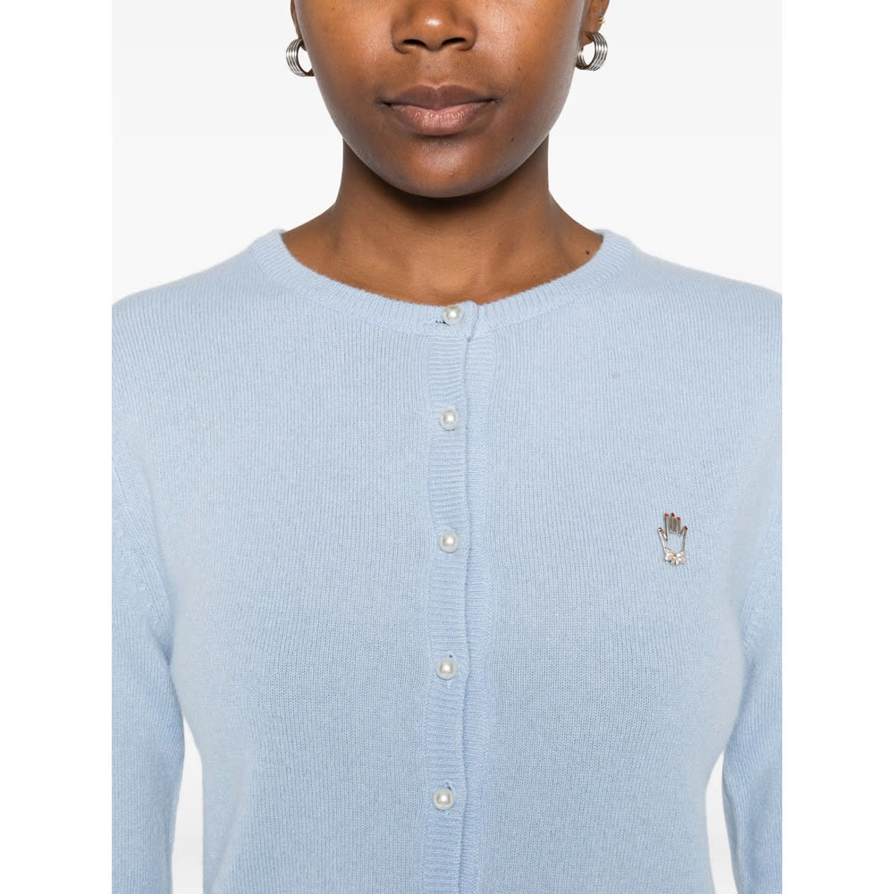 Vivetta Pearl-button Embellished Cardigan In Blue