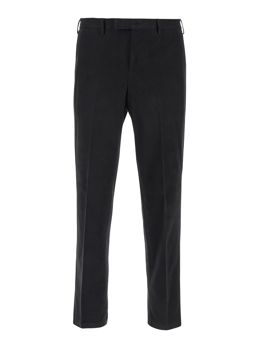 Shop Pt Torino Black Slim Pants With Concealed Closure In Cotton Man