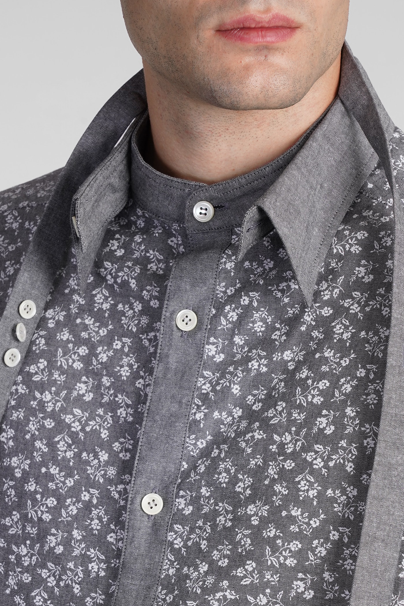 Shop Yohji Yamamoto Shirt In Grey Cotton