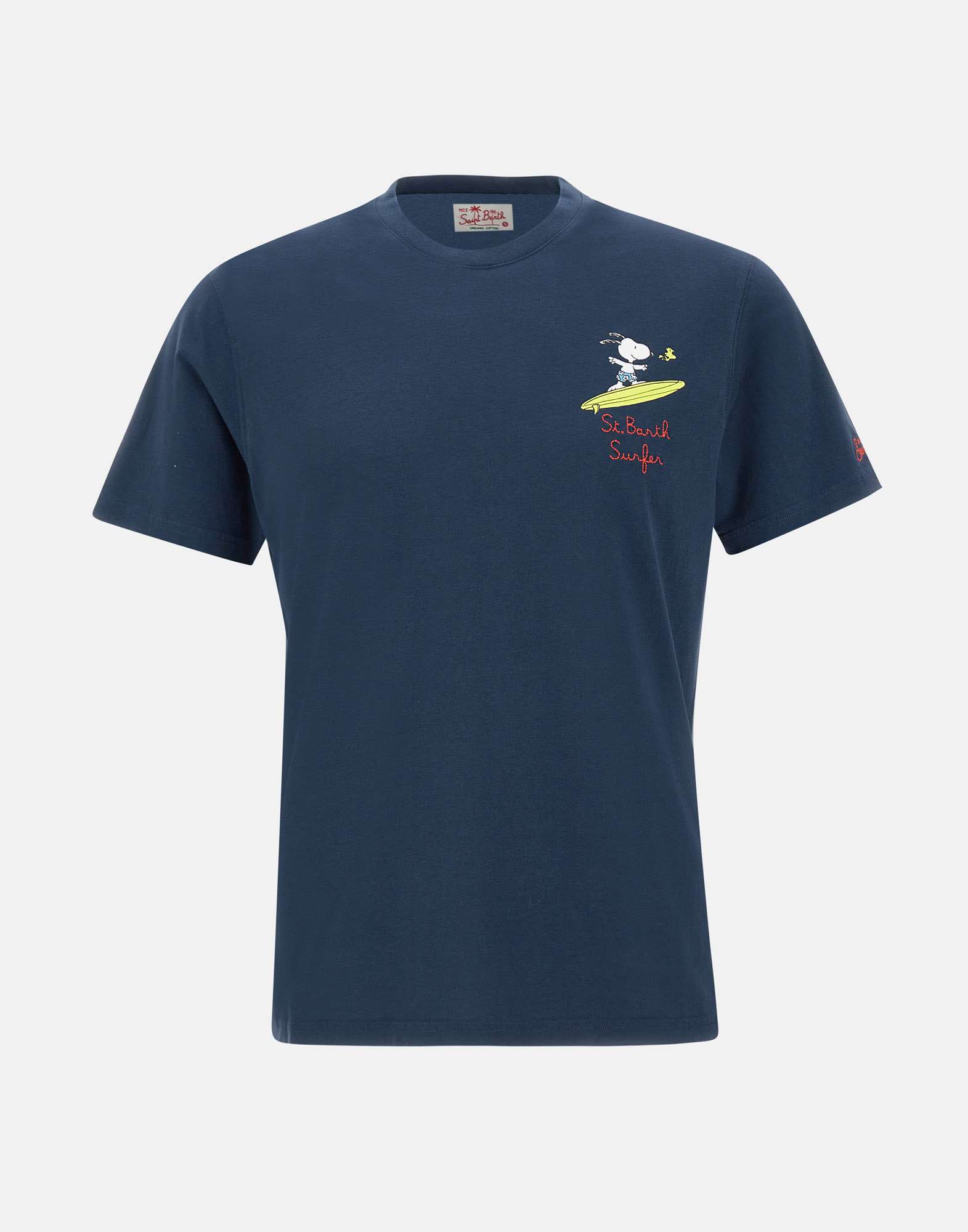 Mc2 Saint Barth Snoopy Surfer Cotton T-shirt In Blue