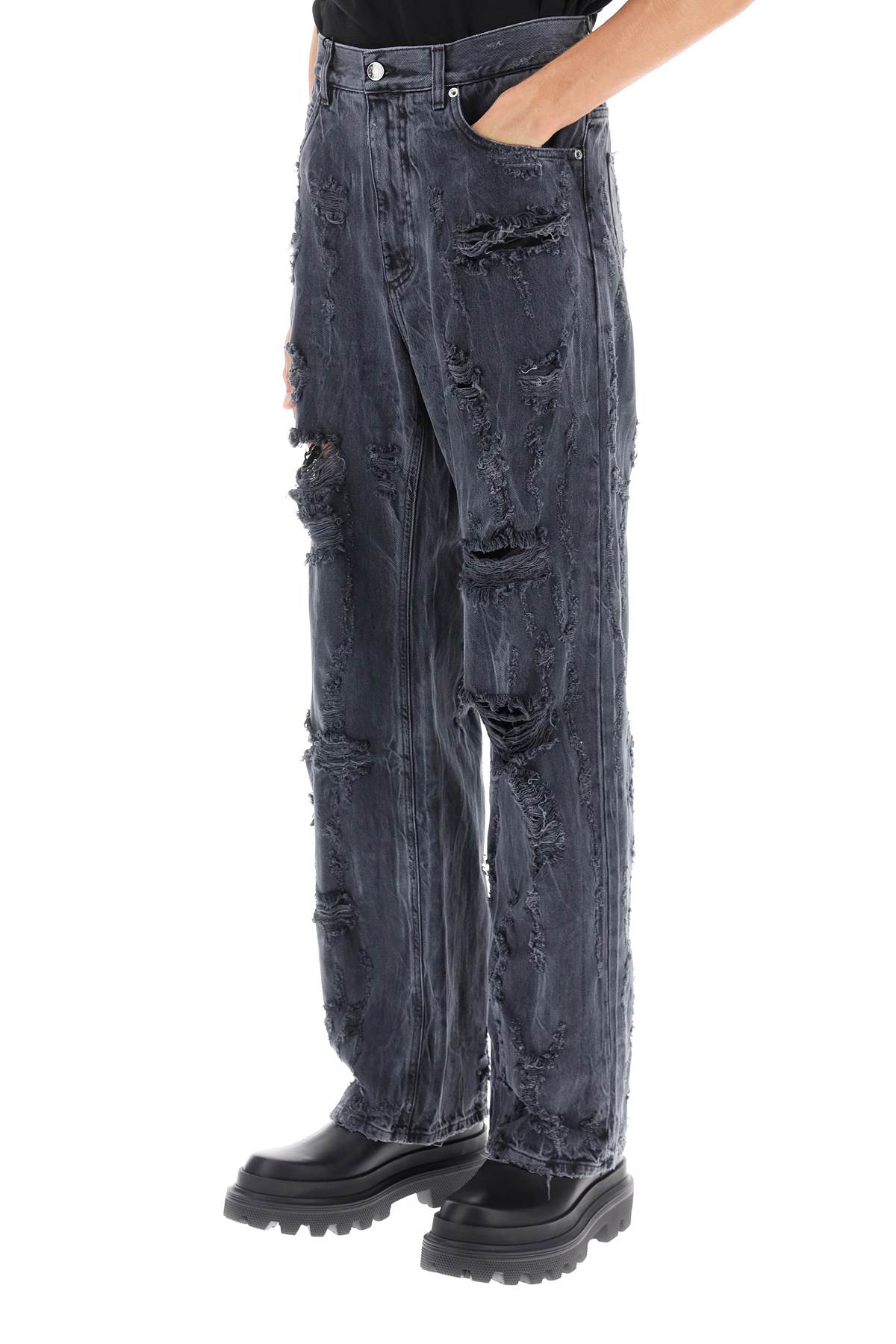 Shop Dolce & Gabbana Destroyed-effect Jeans In Variante Abbinata (grey)