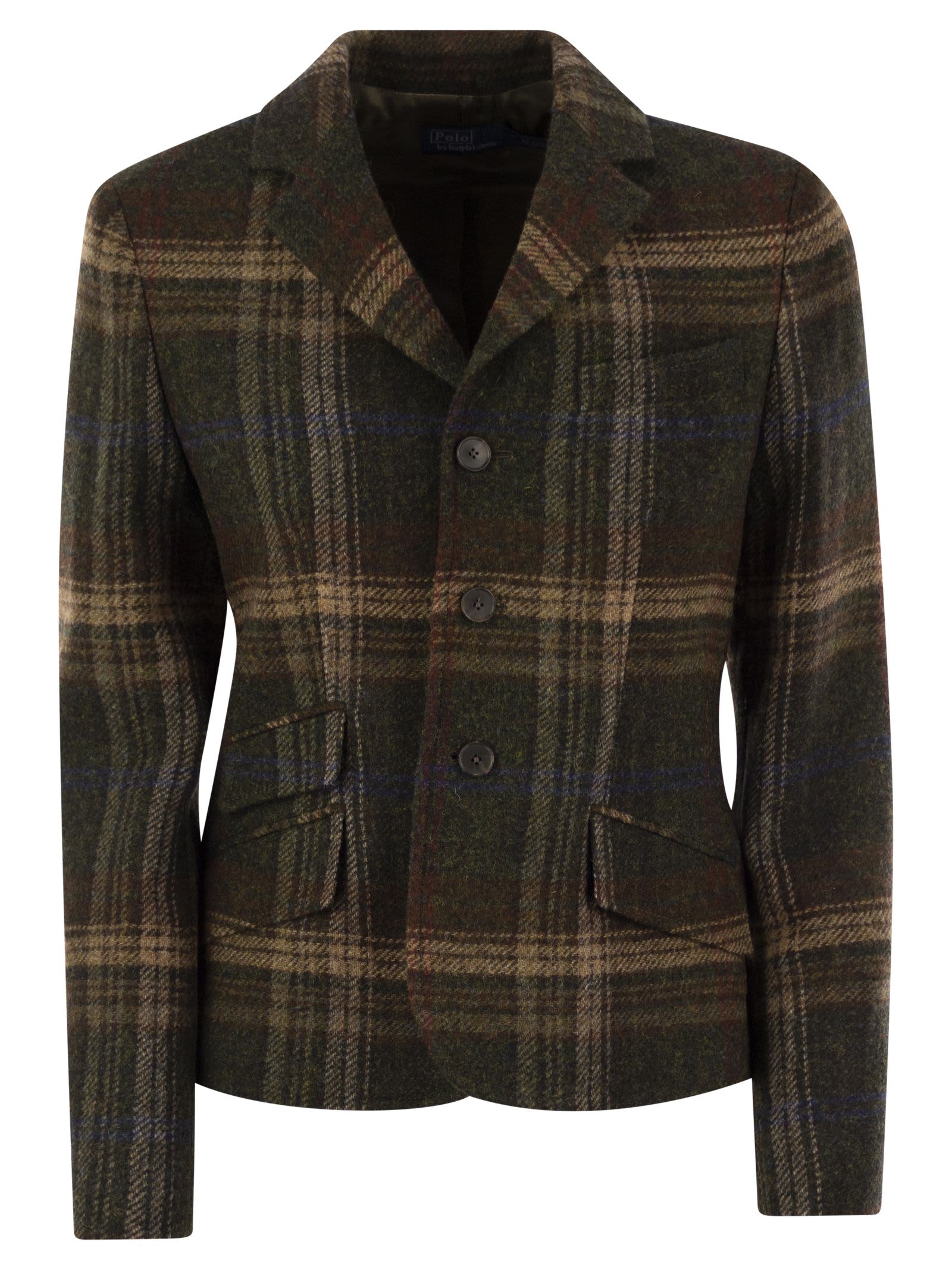 Shop Polo Ralph Lauren Plaid Wool Blazer In Military Green