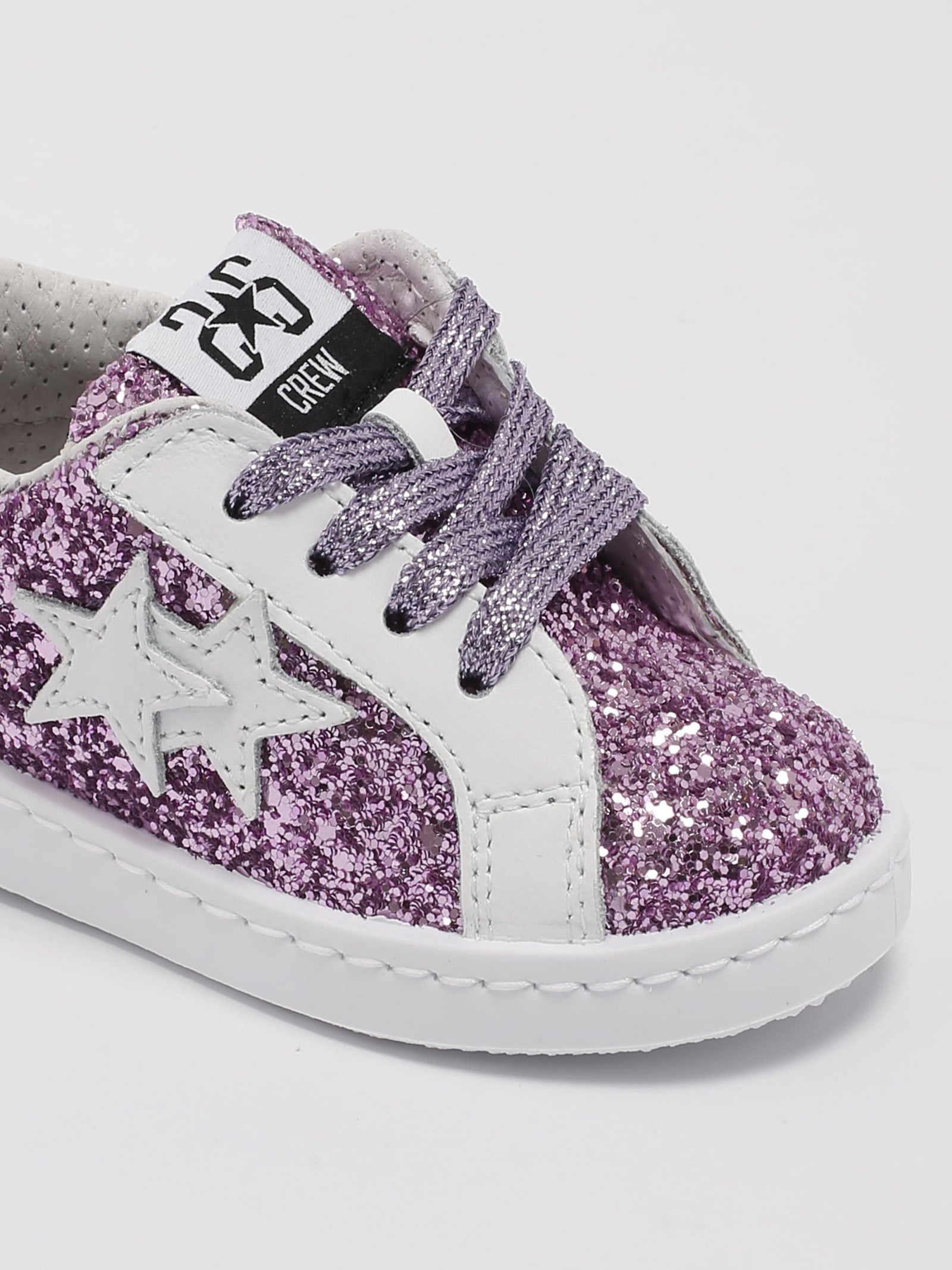 Shop 2star Sneakers Low Sneaker In Glitter Fuxia-bianco