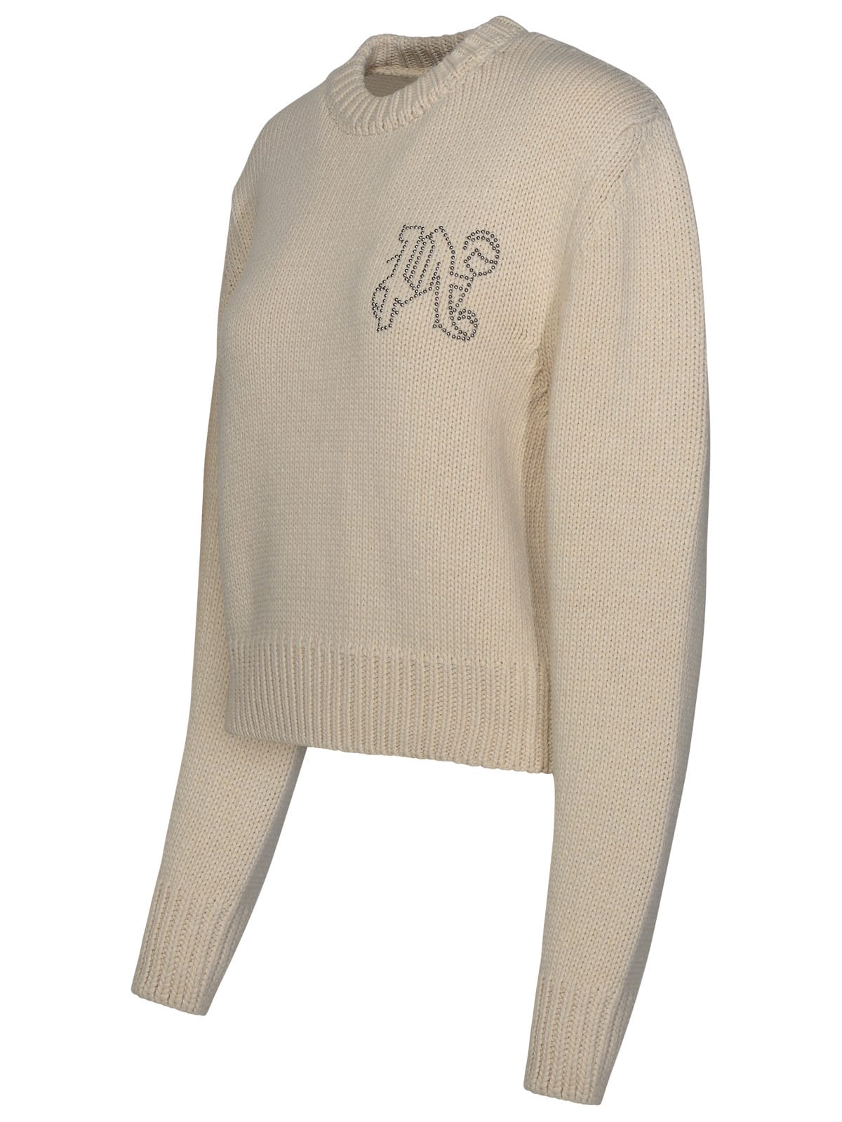 Shop Palm Angels Beige Wool Blend Sweater In Avorio