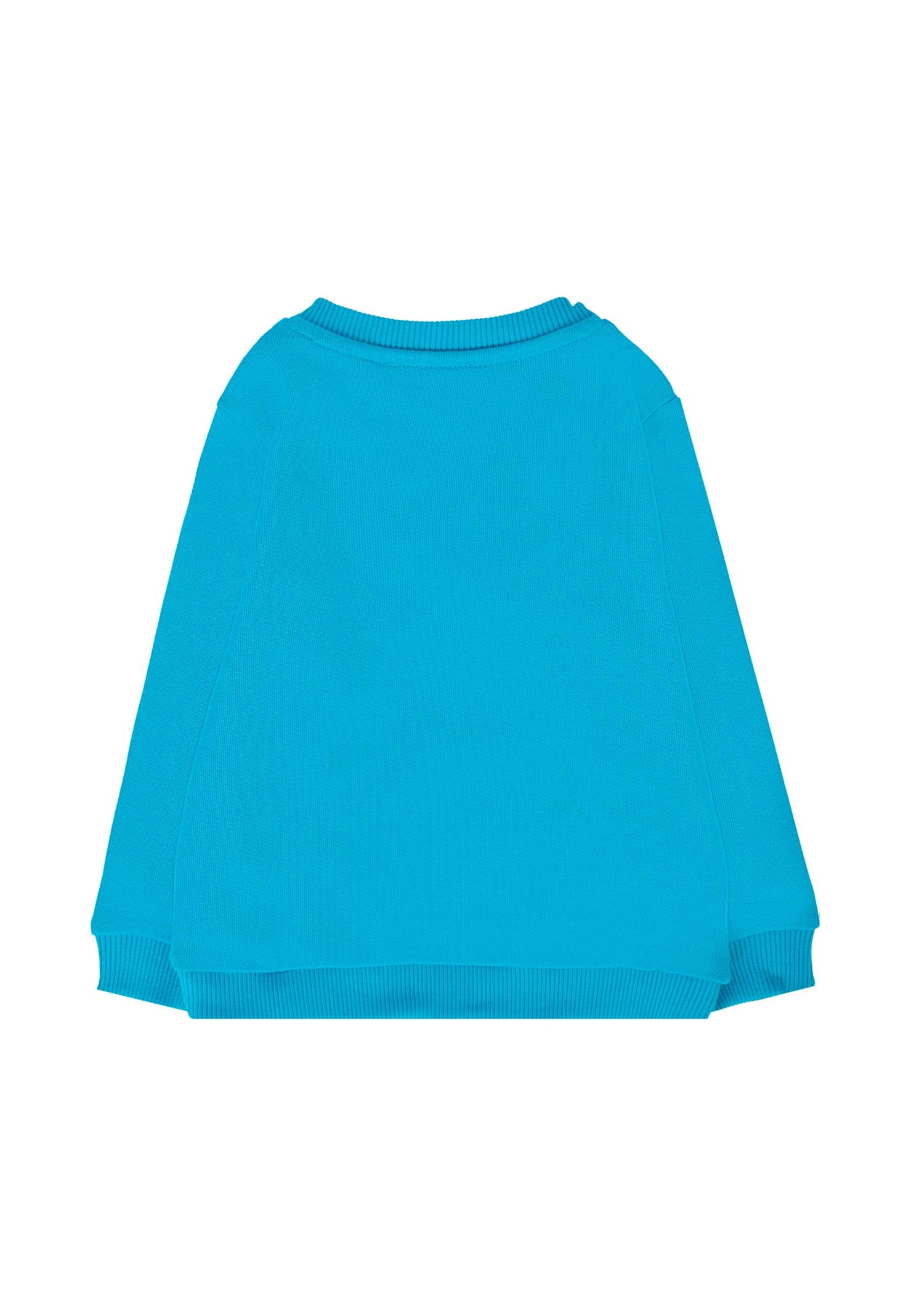 Moschino Light Blue Sweatshirt For Baby Boy With Logo In Blue