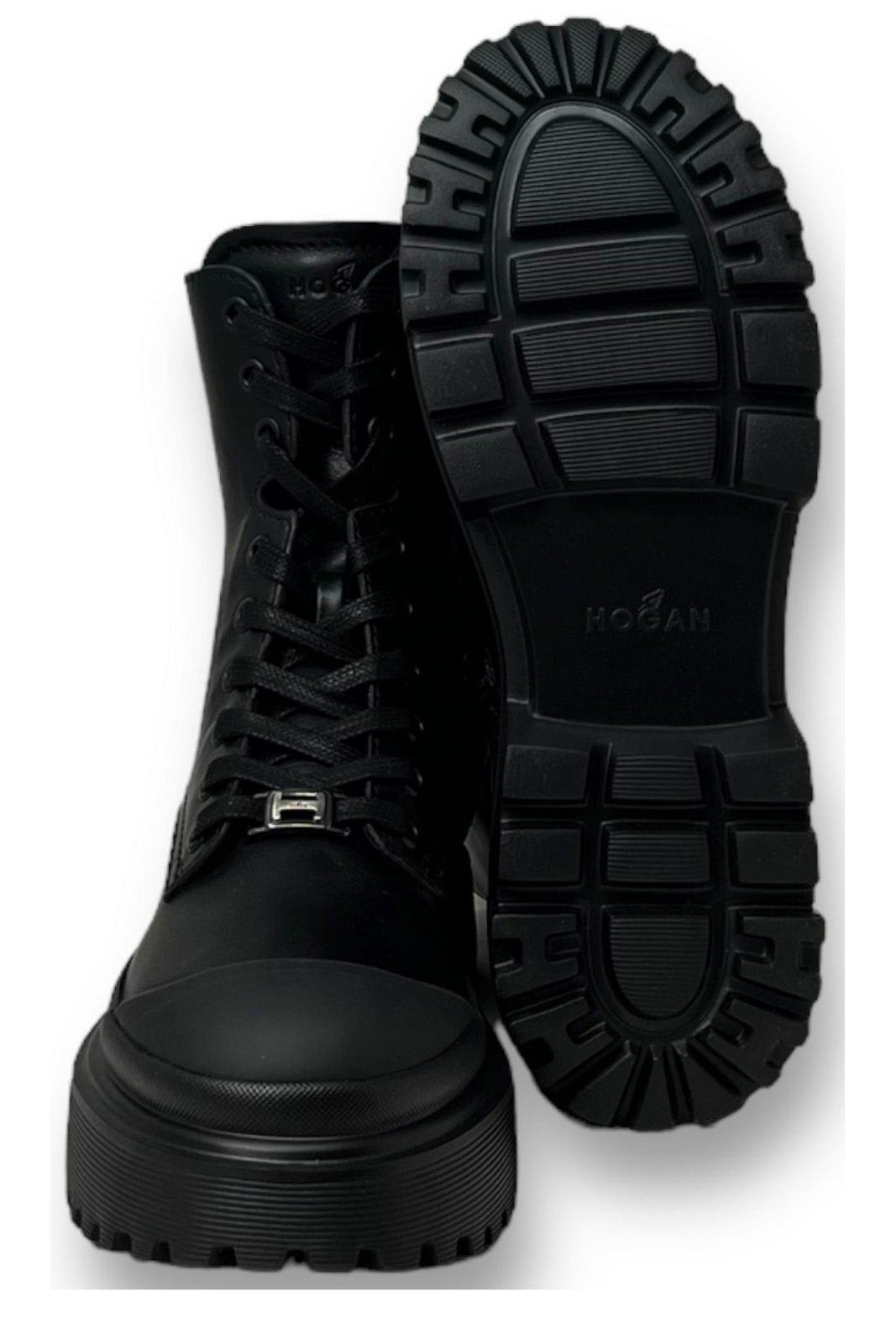 Shop Hogan H619 Combat Boots In Black