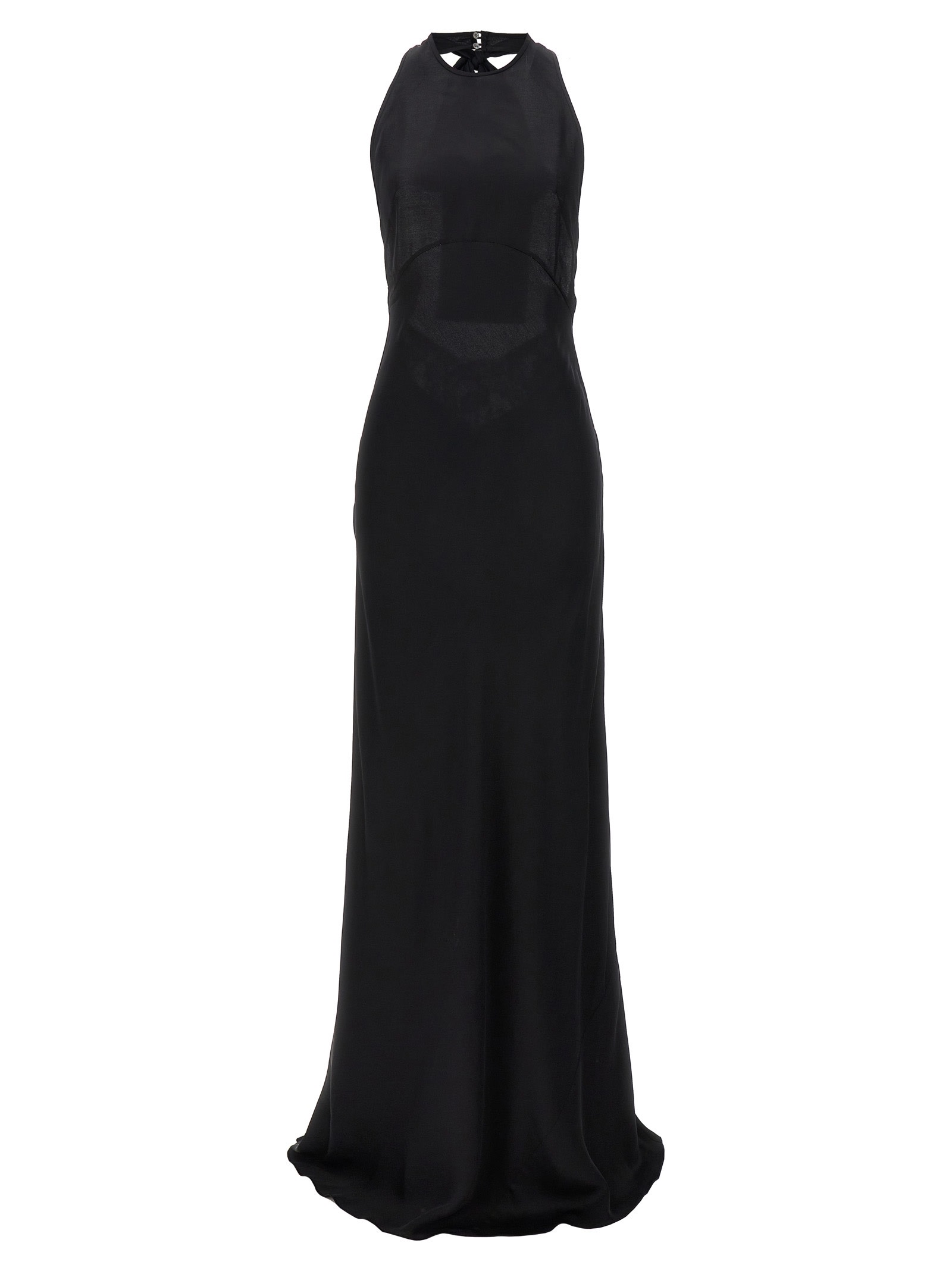 Shop N°21 Lace Satin Long Dress In Black