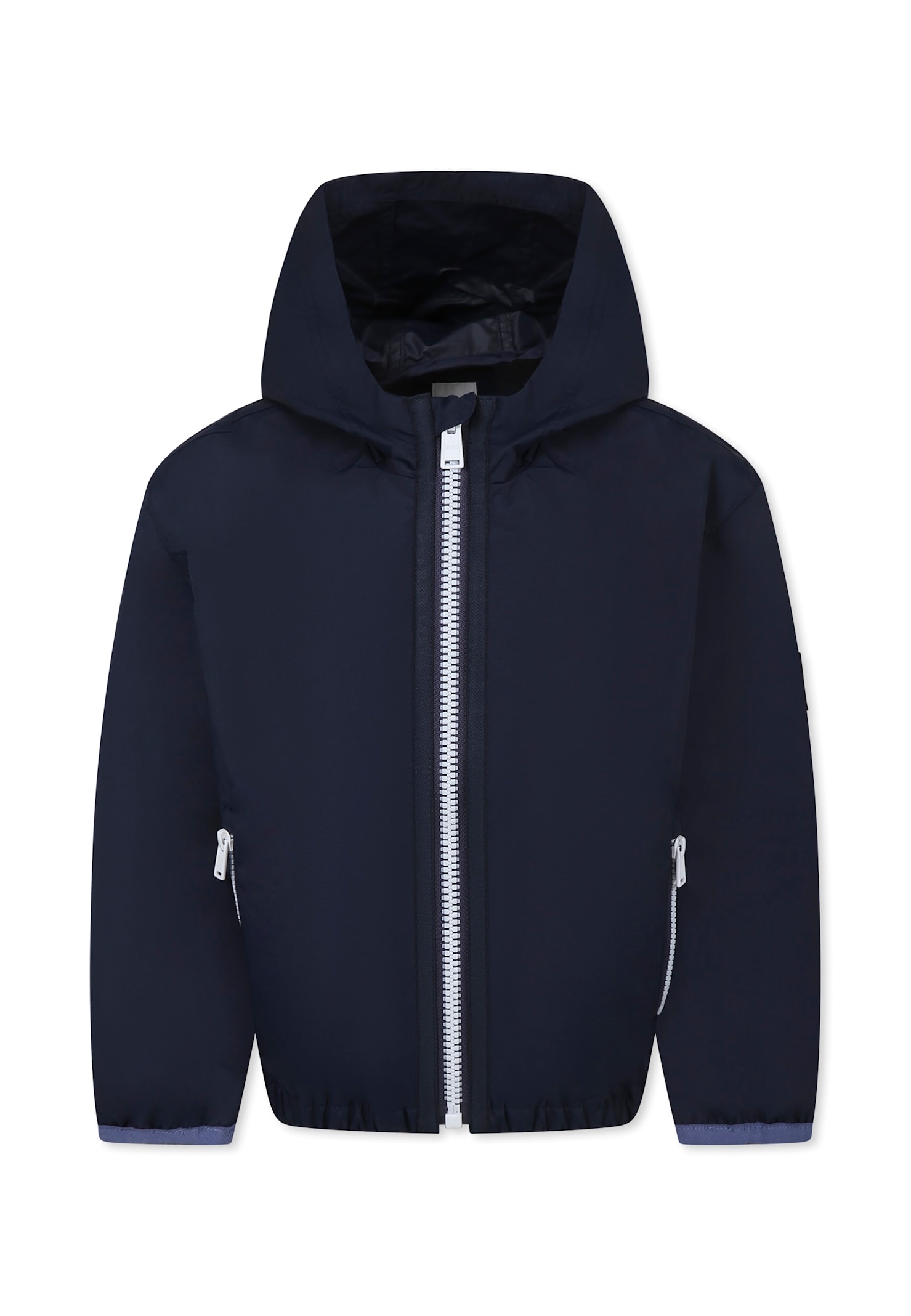 Hugo Boss Blue Windbreaker Jacket For Boy With Logo In Blue