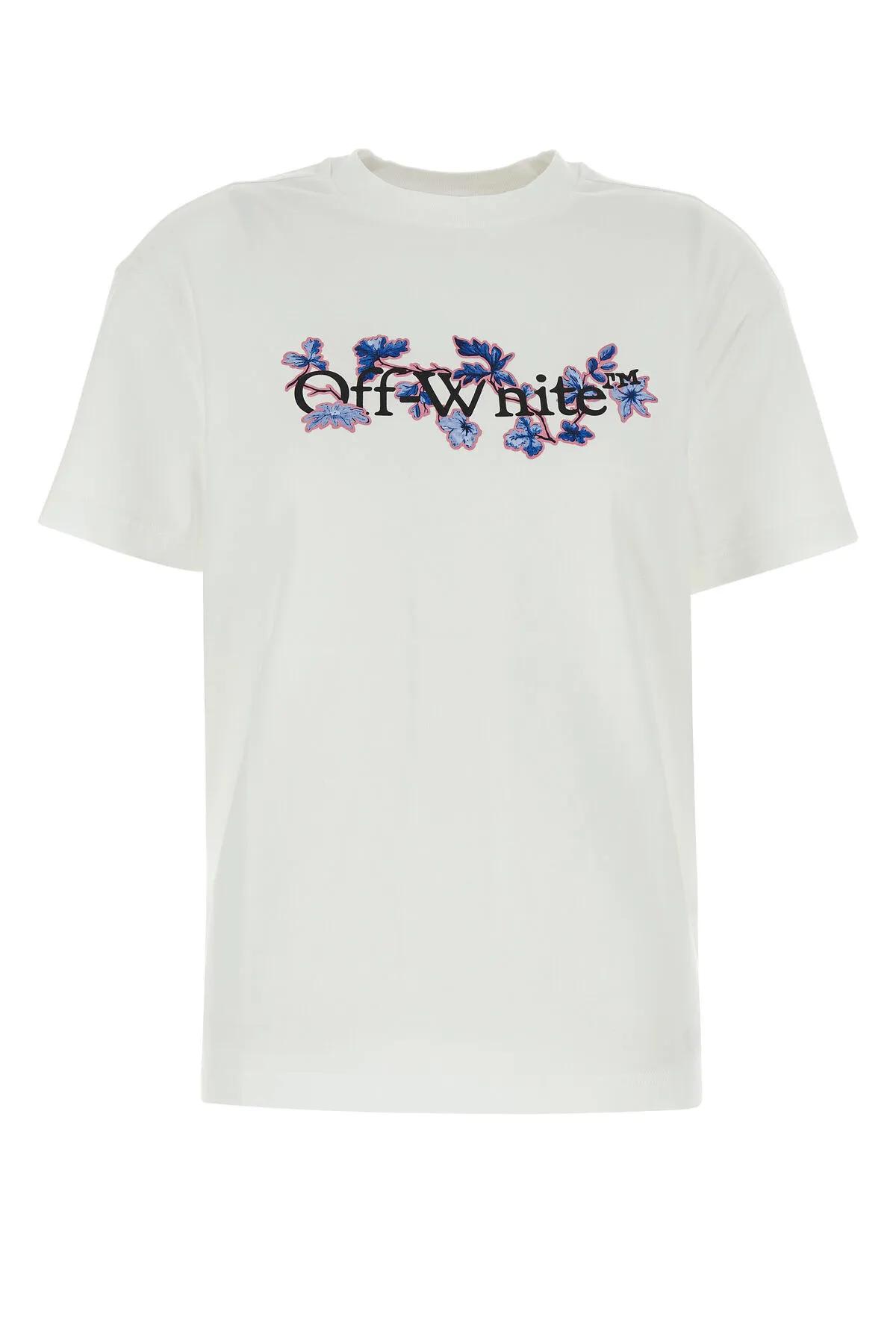 Shop Off-white White Cotton T-shirt In Multicolour