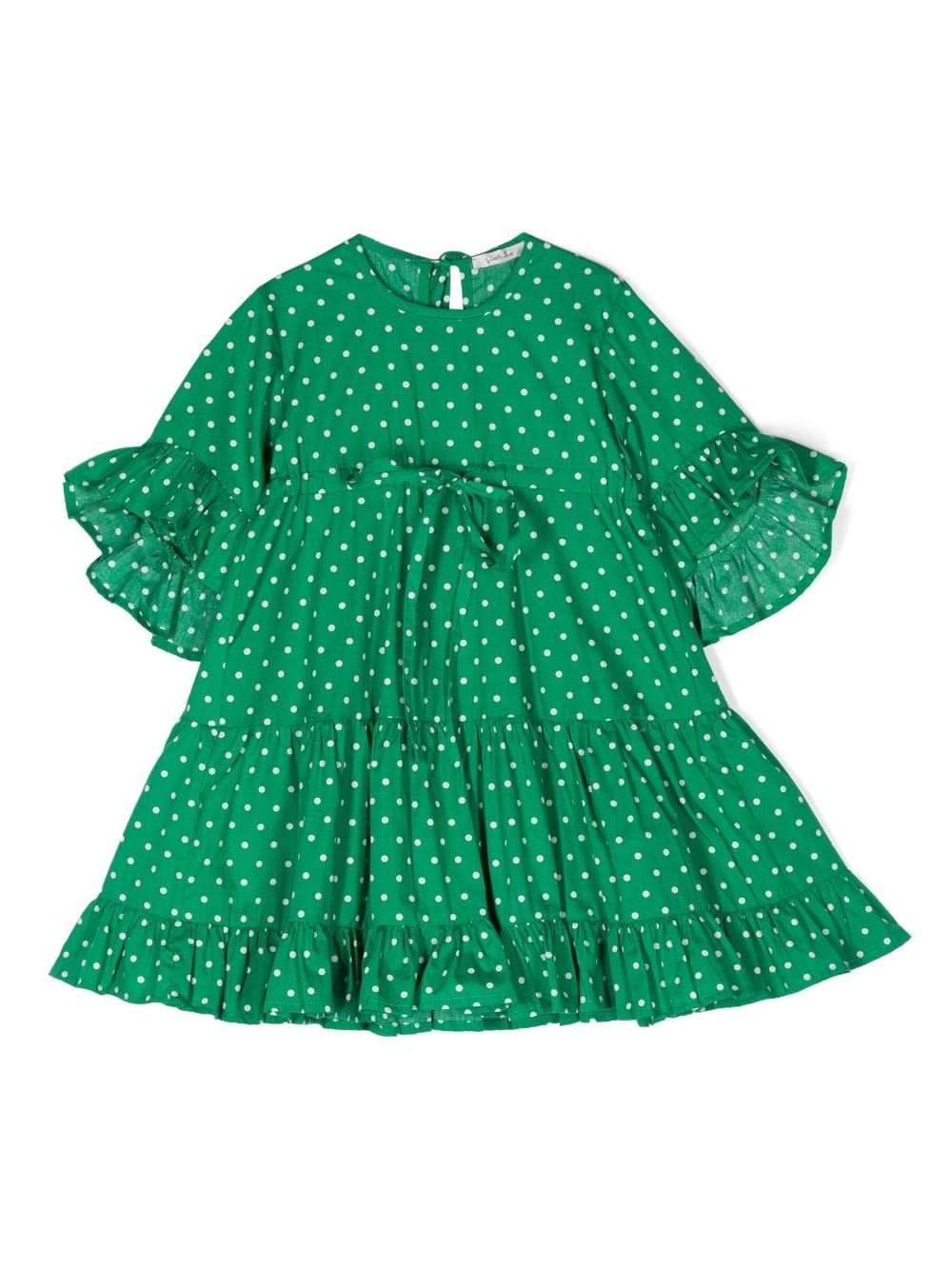 Shop Piccola Ludo Polka Dot Dress In Green