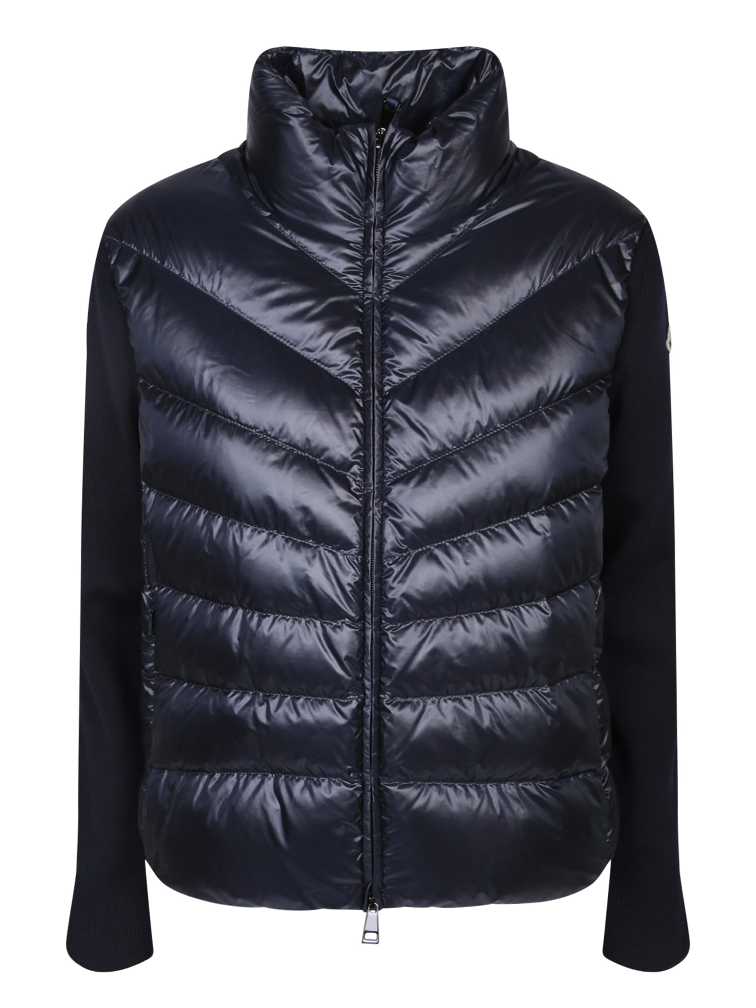 Shop Moncler Blue Padded Cardigan