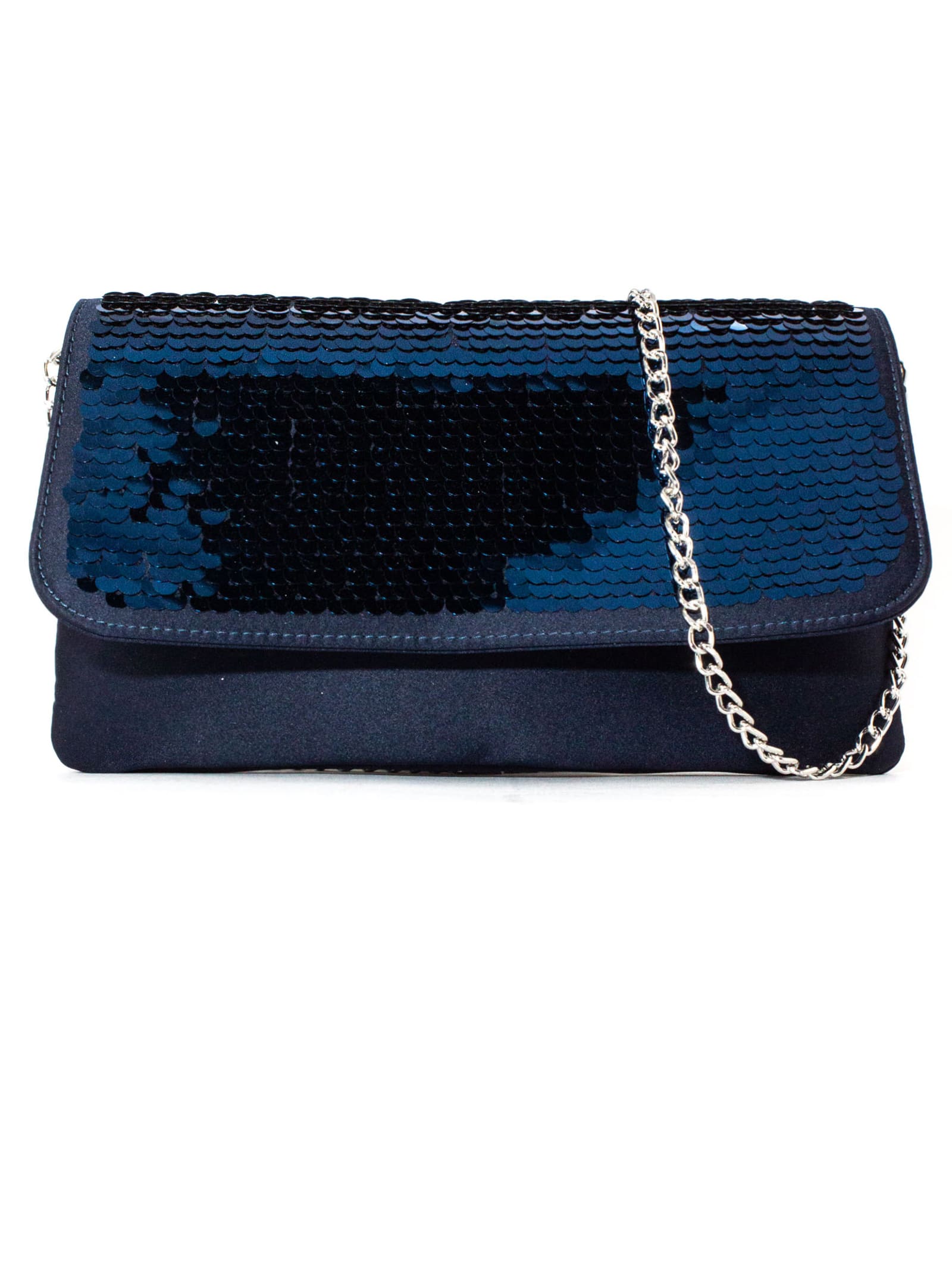 Blue Satin And Sequin Montecarlo Shoulder Bag