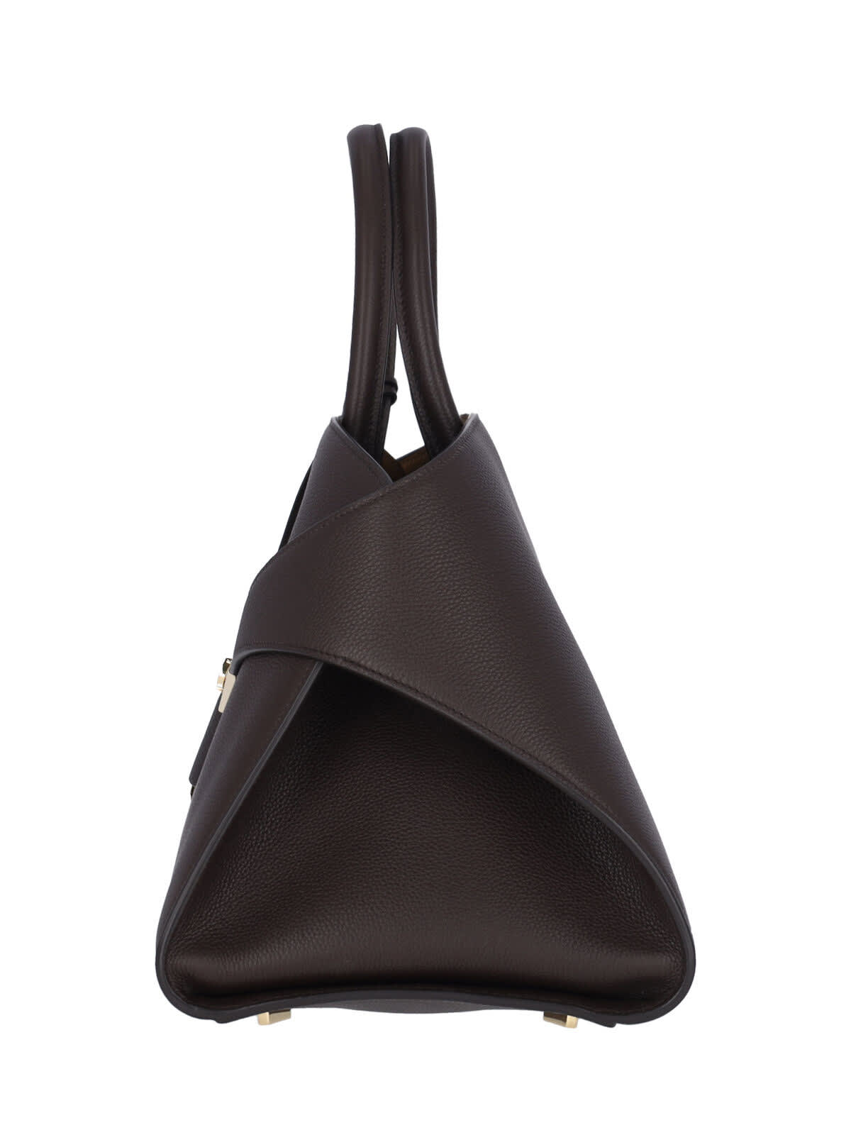 Ferragamo Structured Handbag With Gold-tone Hardware In Brown