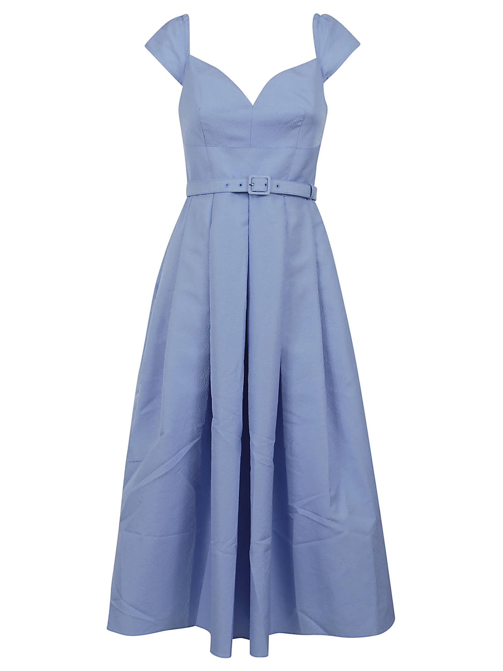 Self-portrait Blue Taffeta Midi Dress | ModeSens