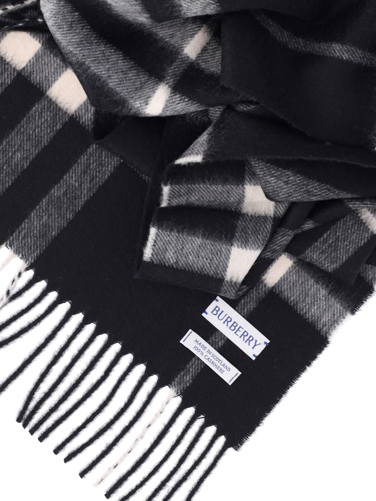 Shop Burberry Check Scarf In Black Calico