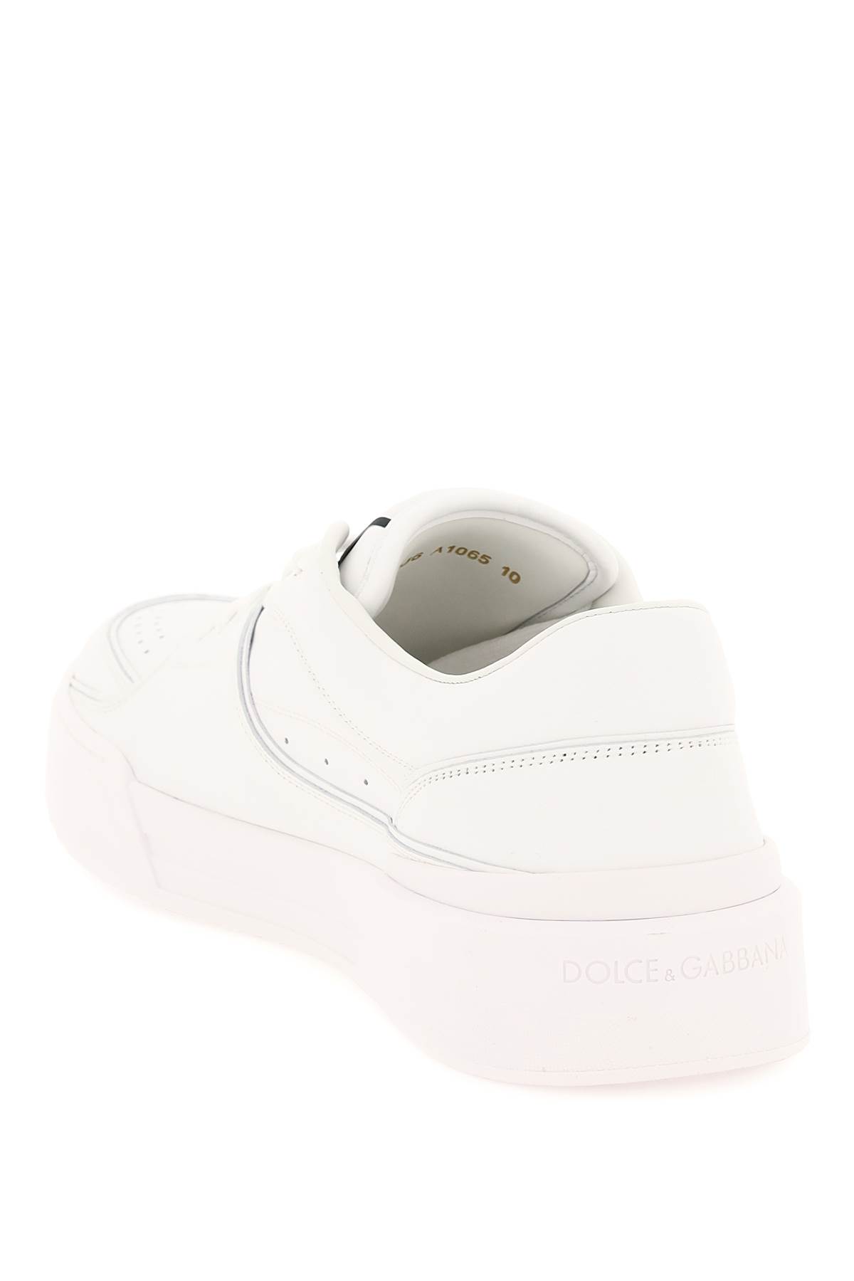 Dolce & Gabbana New Roma Leather Sneakers In Bianco