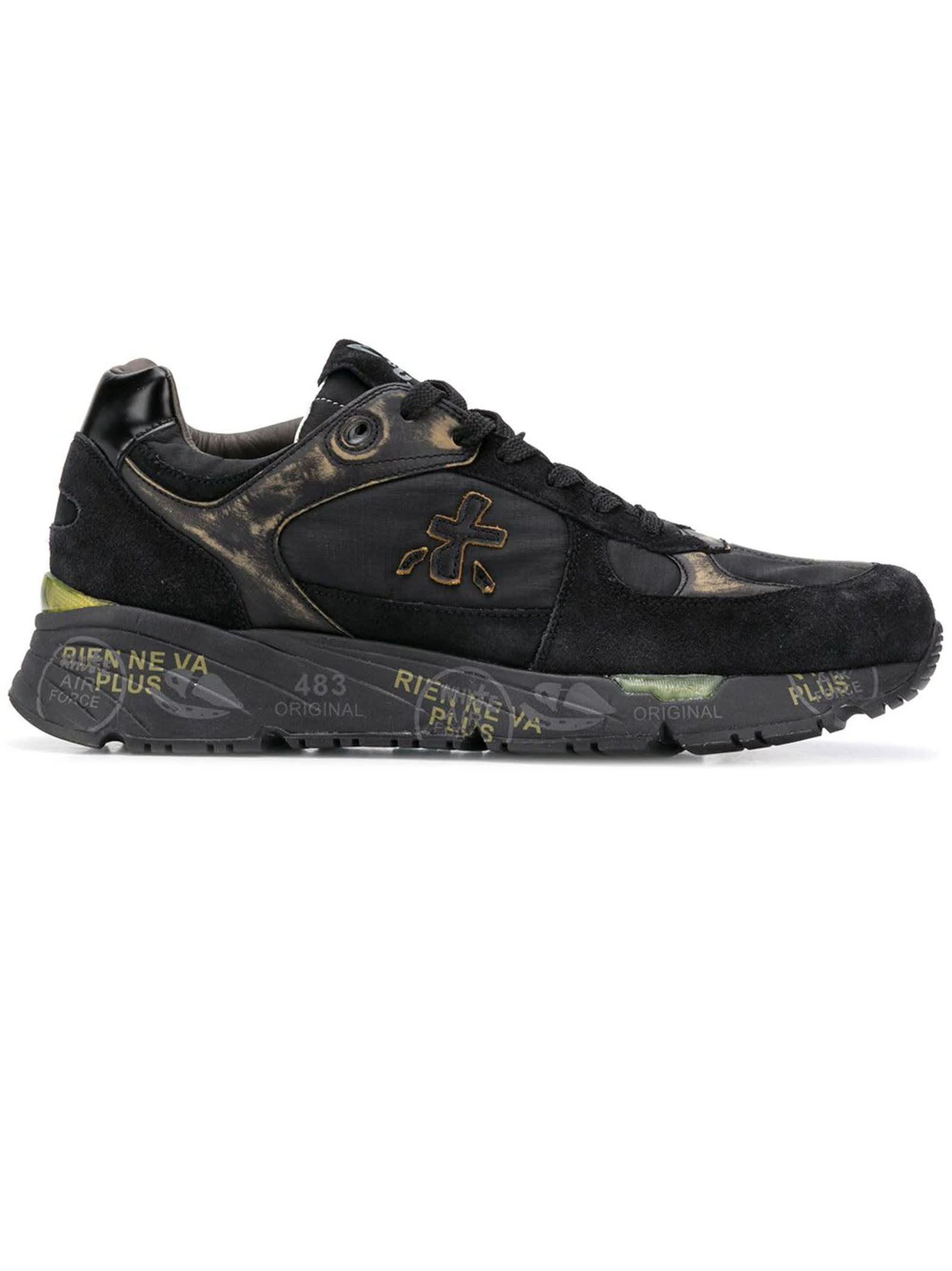 Shop Premiata Mase Black And Green Sneakers