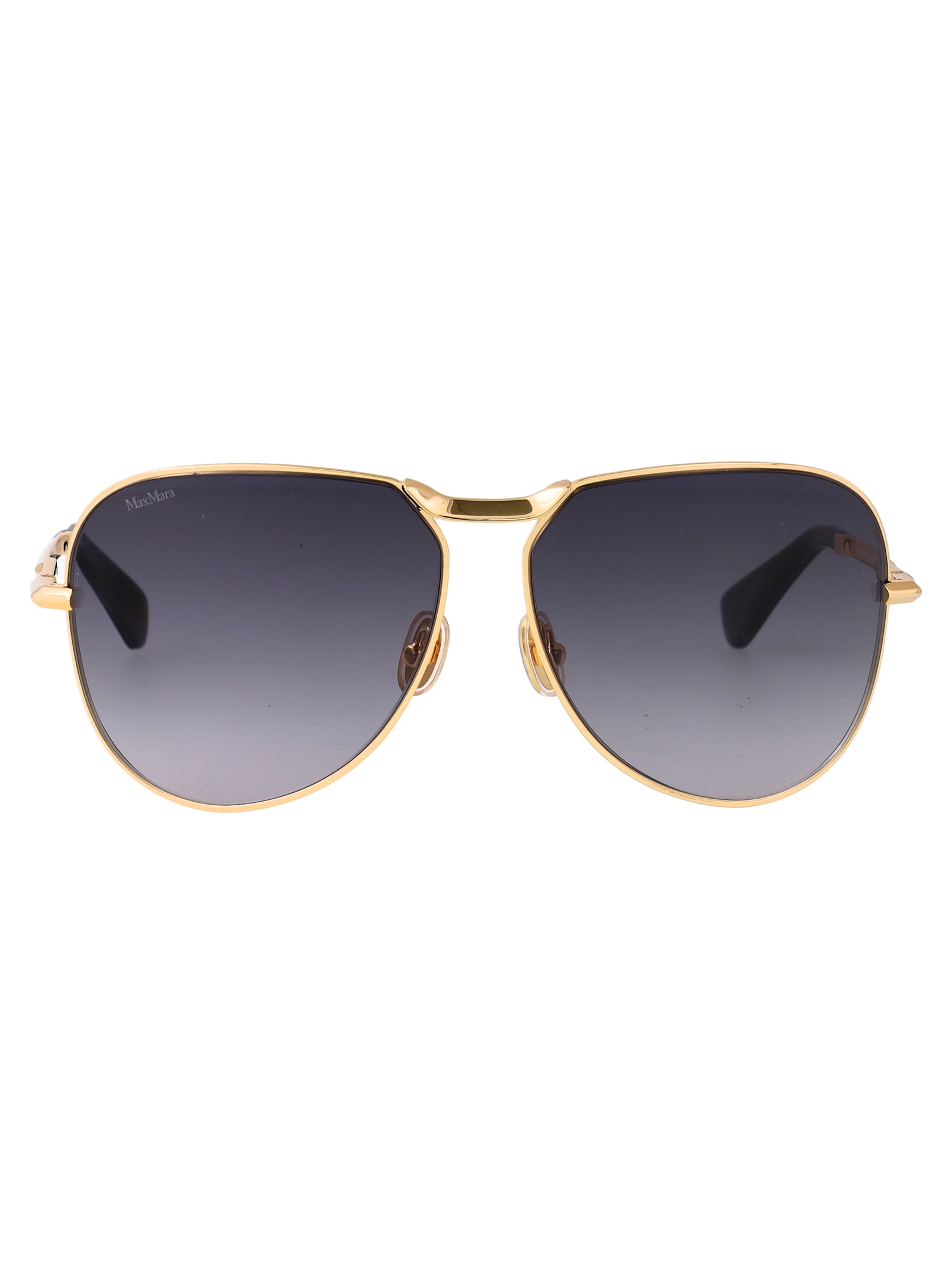 Max Mara Miller-2 Metal Aviator Sunglasses In Gold