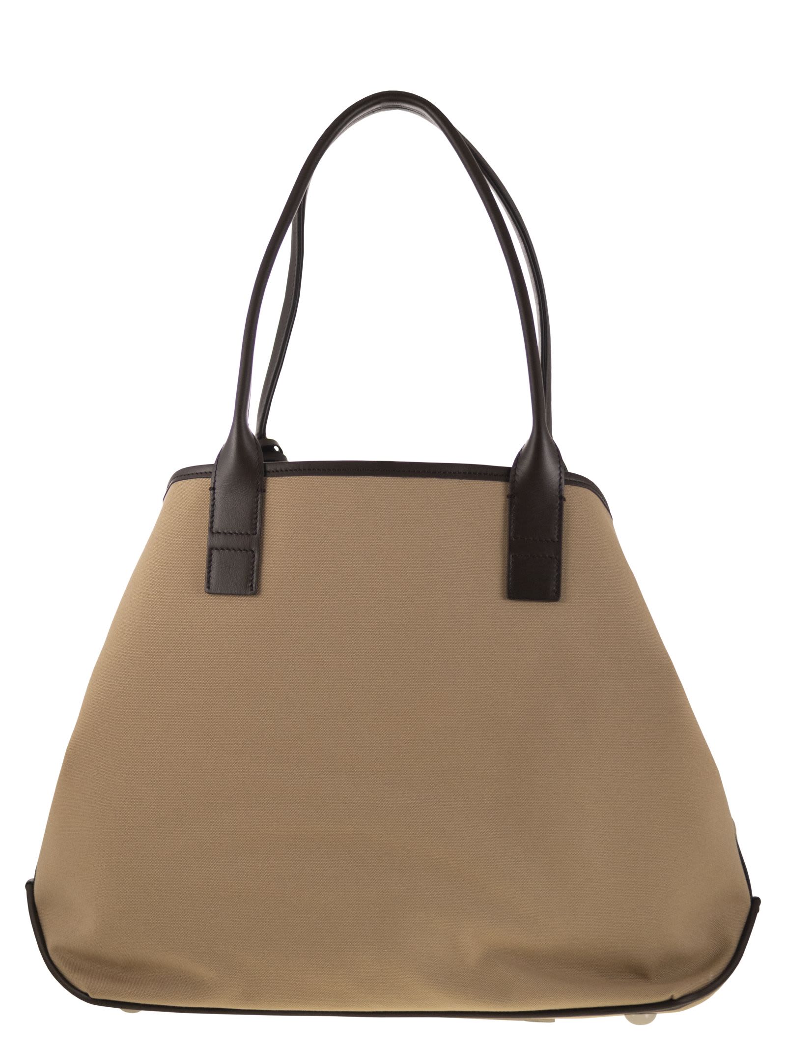 Hogan Medium Canvas Shopping Bag In Nude