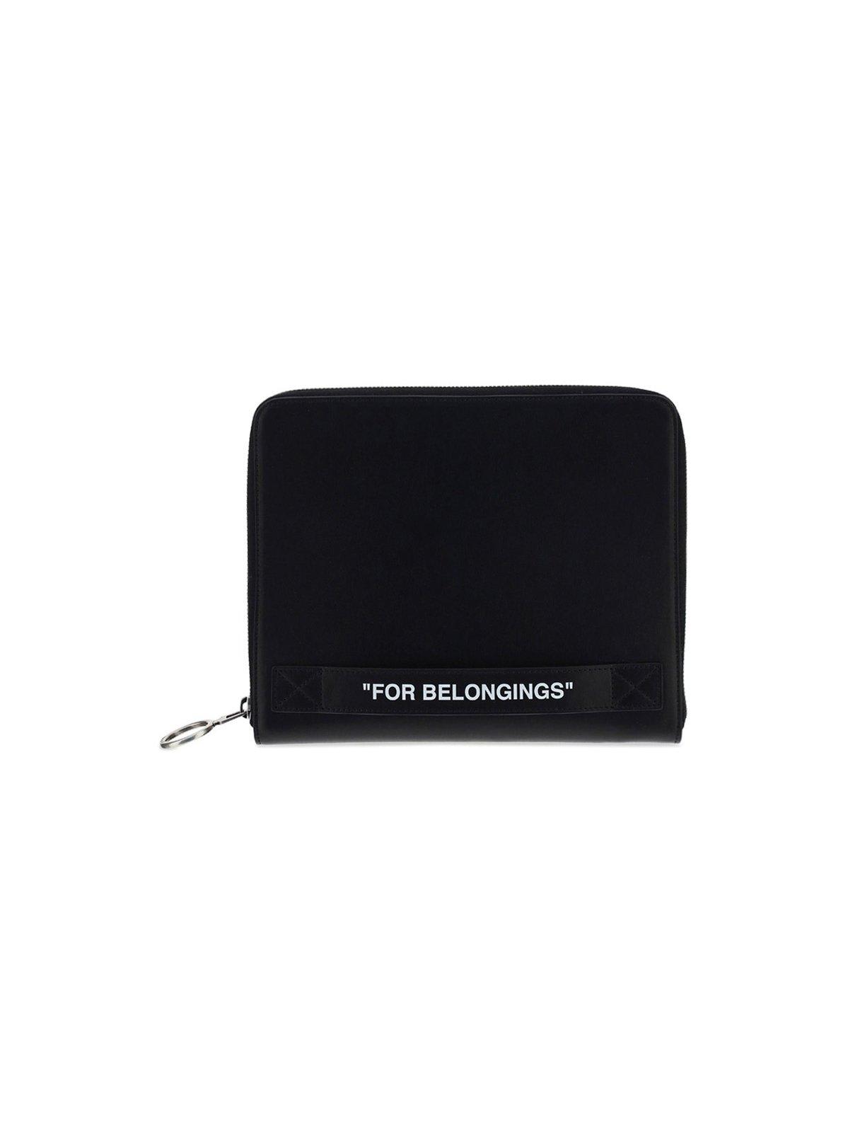 Off-white Quote Printed Zip-up Wallet In Black