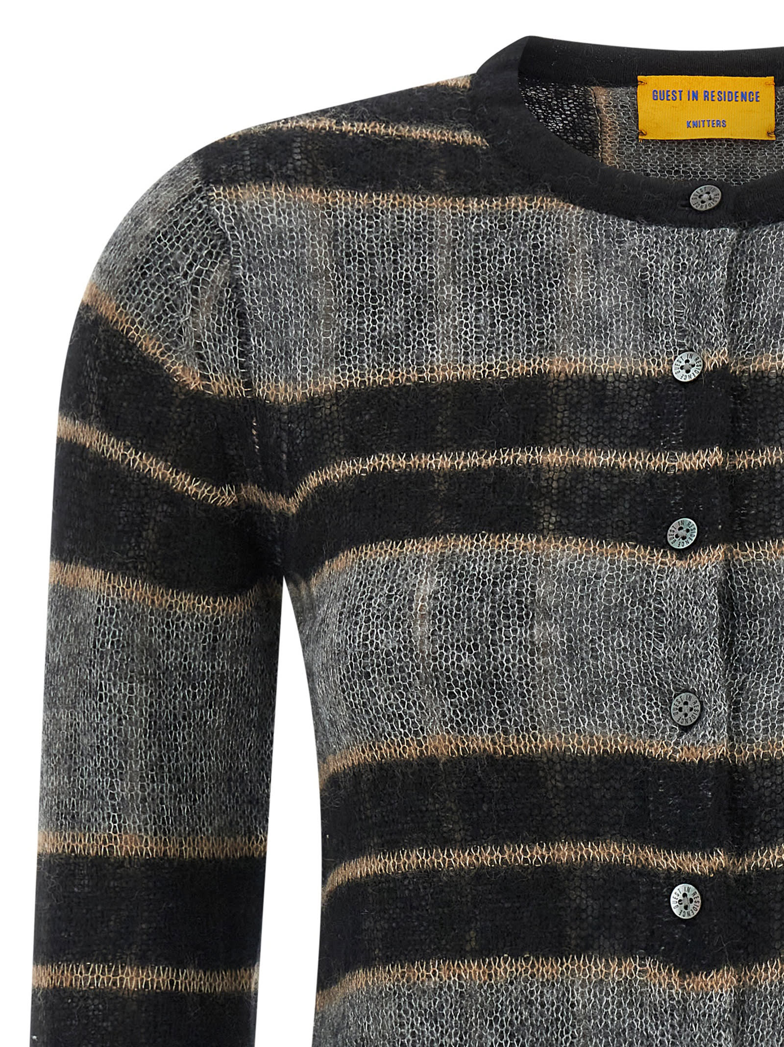 Guest In Residence Shadow Plaid Cardigan In Black