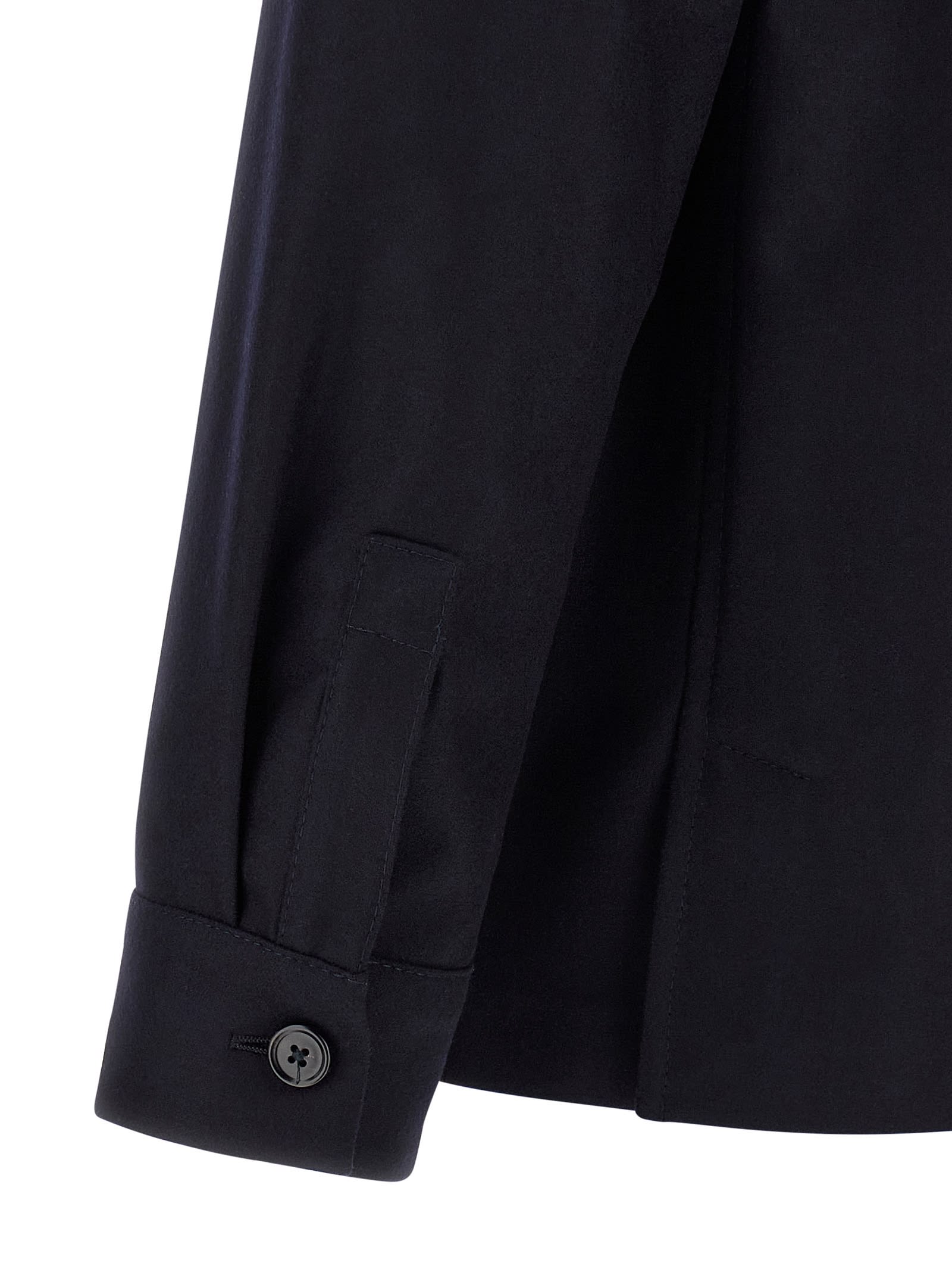 Zegna Overshirt With Collared Design And Pockets In Blue