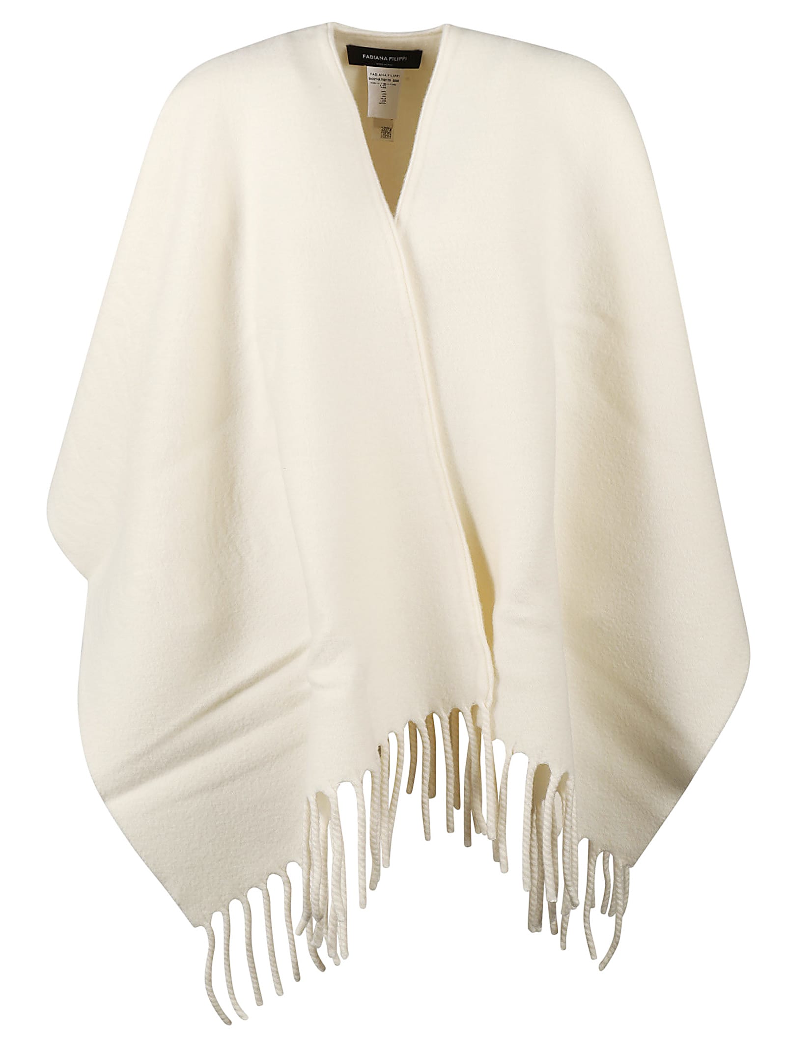 Shop Fabiana Filippi Fringed Poncho In Burro