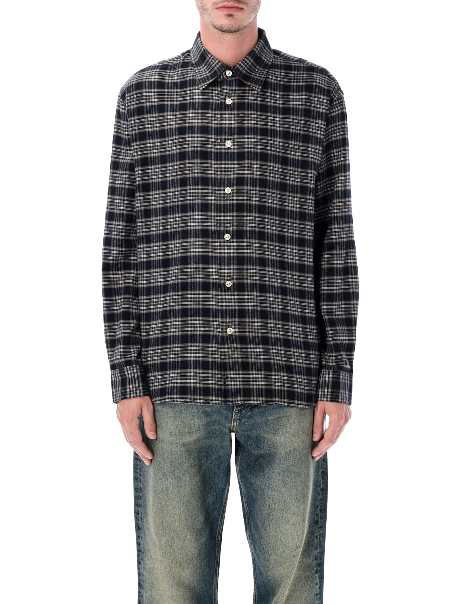 Sunflower Checked Studio Shirt In Black