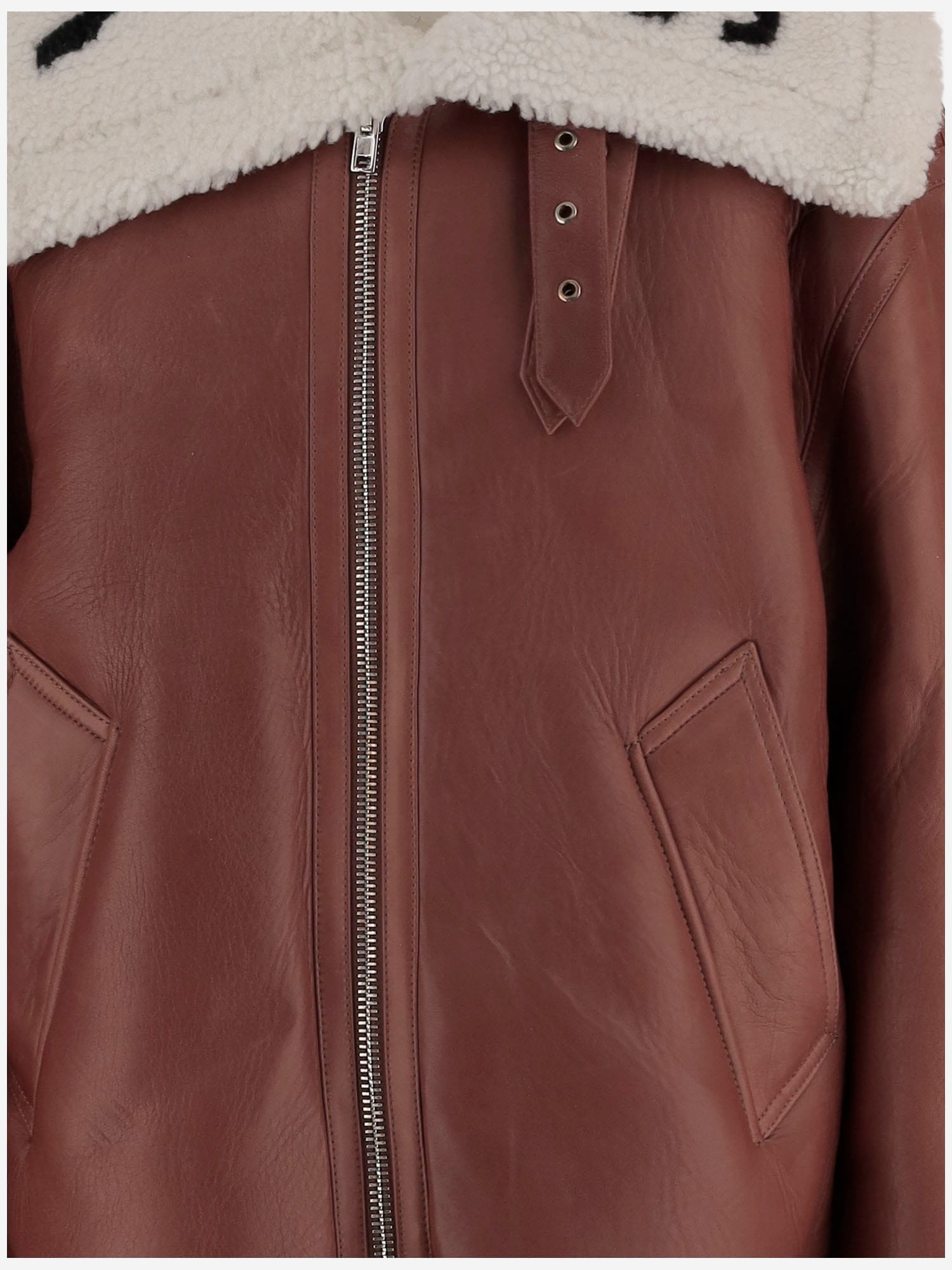 Vetements Leather Jacket With Logo In Brown