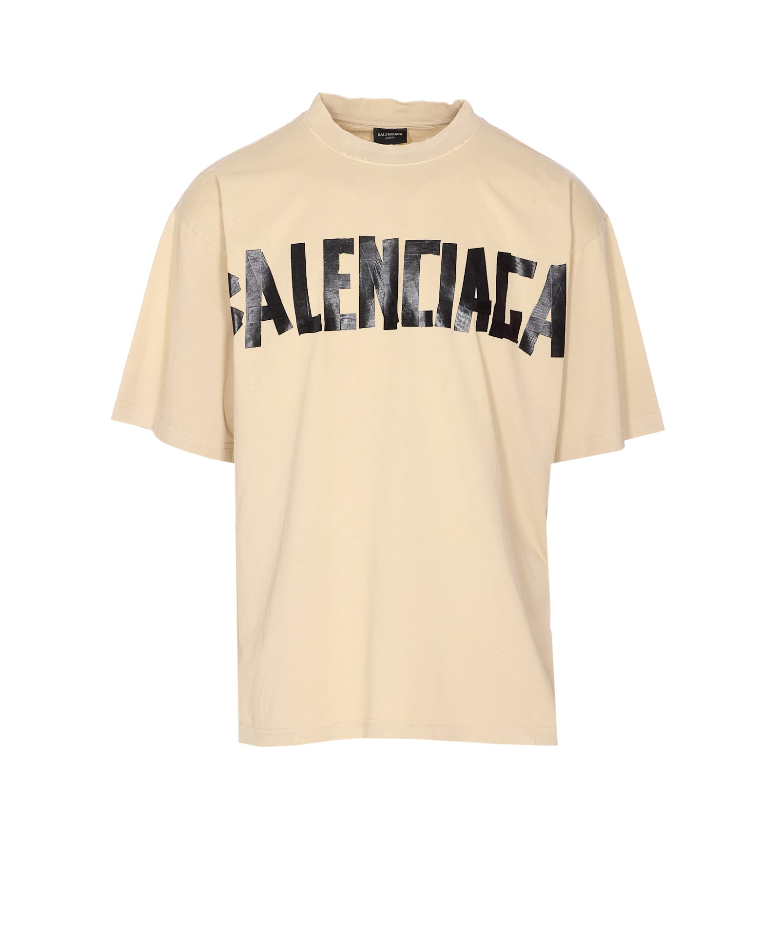 Balenciaga Men Beige Tape Type Medium Fit T-shirt In Neutral