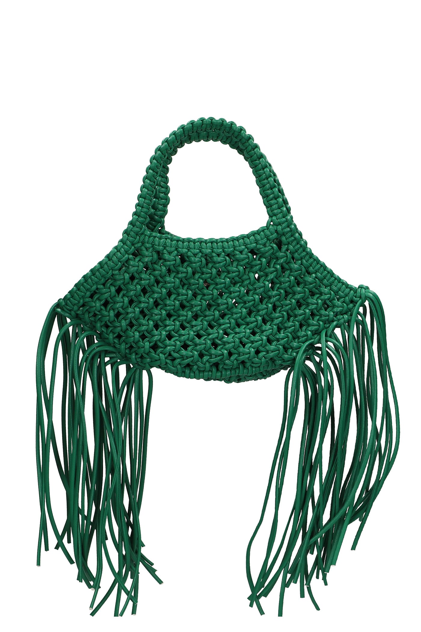 YUZEFI MINI WOVEN BASKET HAND BAG IN GREEN POLYESTER