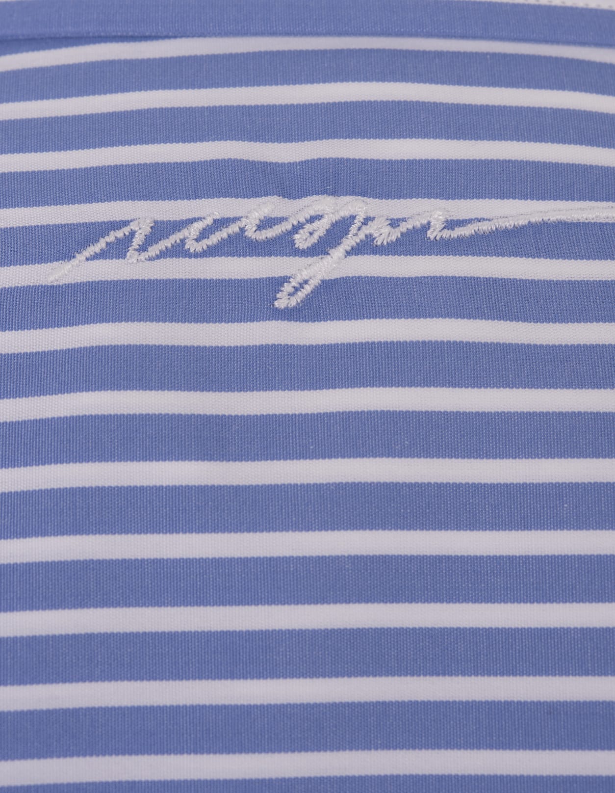 MSGM BLUE STRIPED SHIRT WITH RHINESTONES