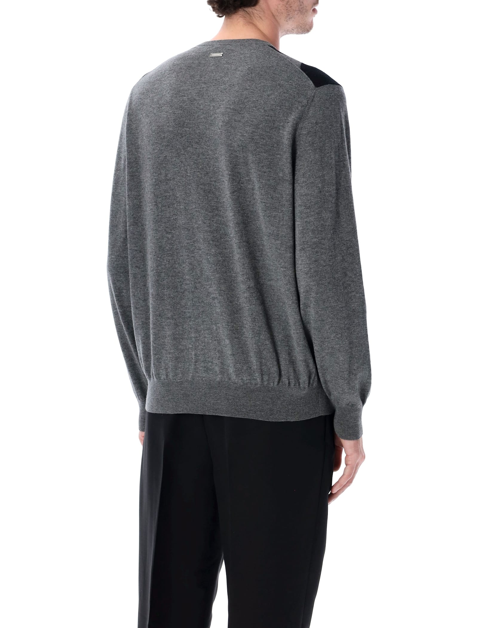 Ferragamo Grey Virgin Wool Argyle V-neck Sweater In Gray