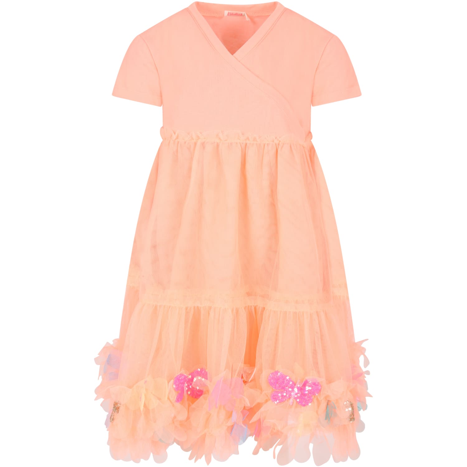 Billieblush Kids' Orange Dress For Girl With Butterflies