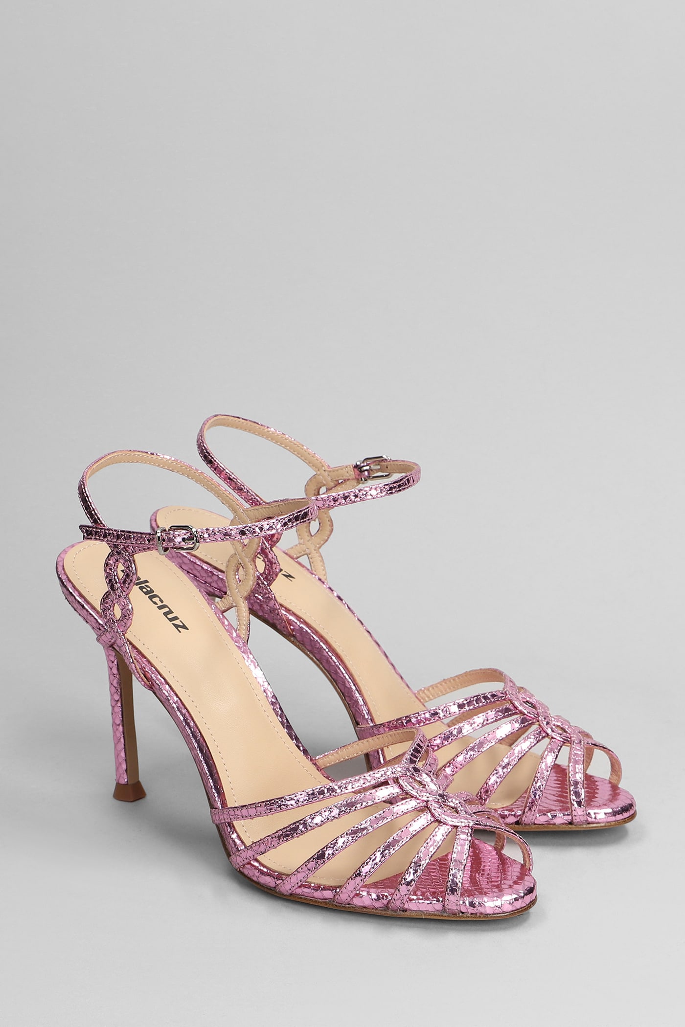 Shop Lola Cruz Tango 95 Sandals In Rose-pink Leather