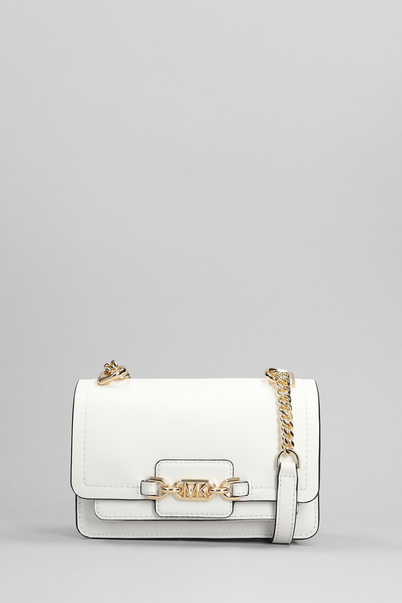 Michael Kors Heater Shoulder Bag In White Leather In White