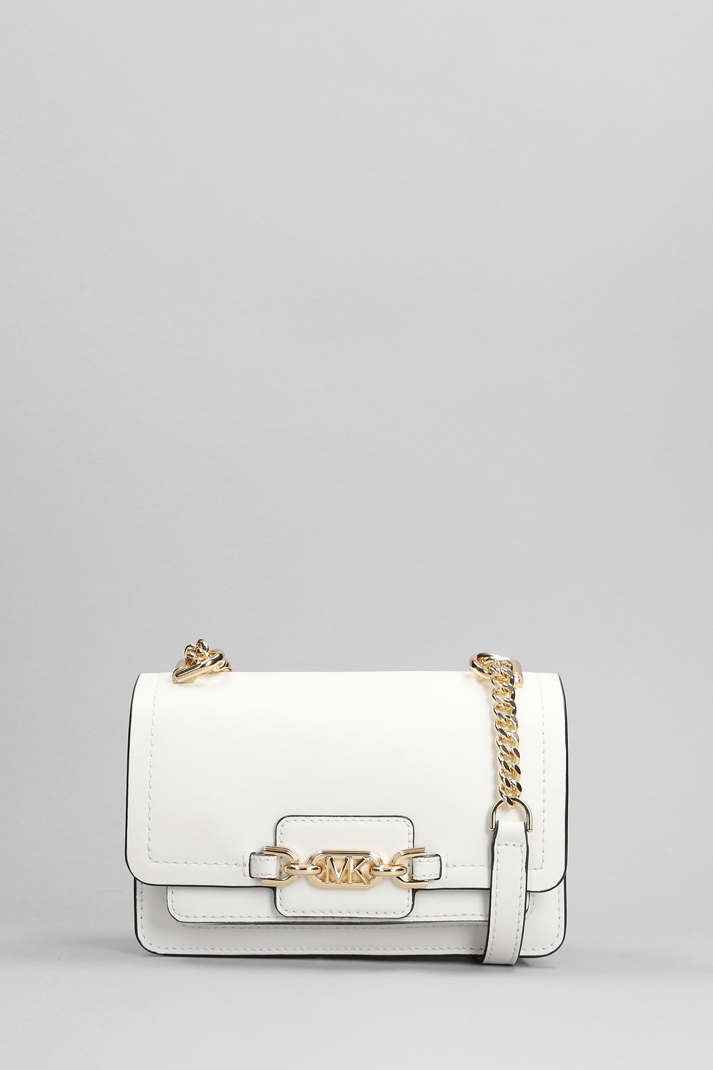 Michael Kors Heater Shoulder Bag In White Leather