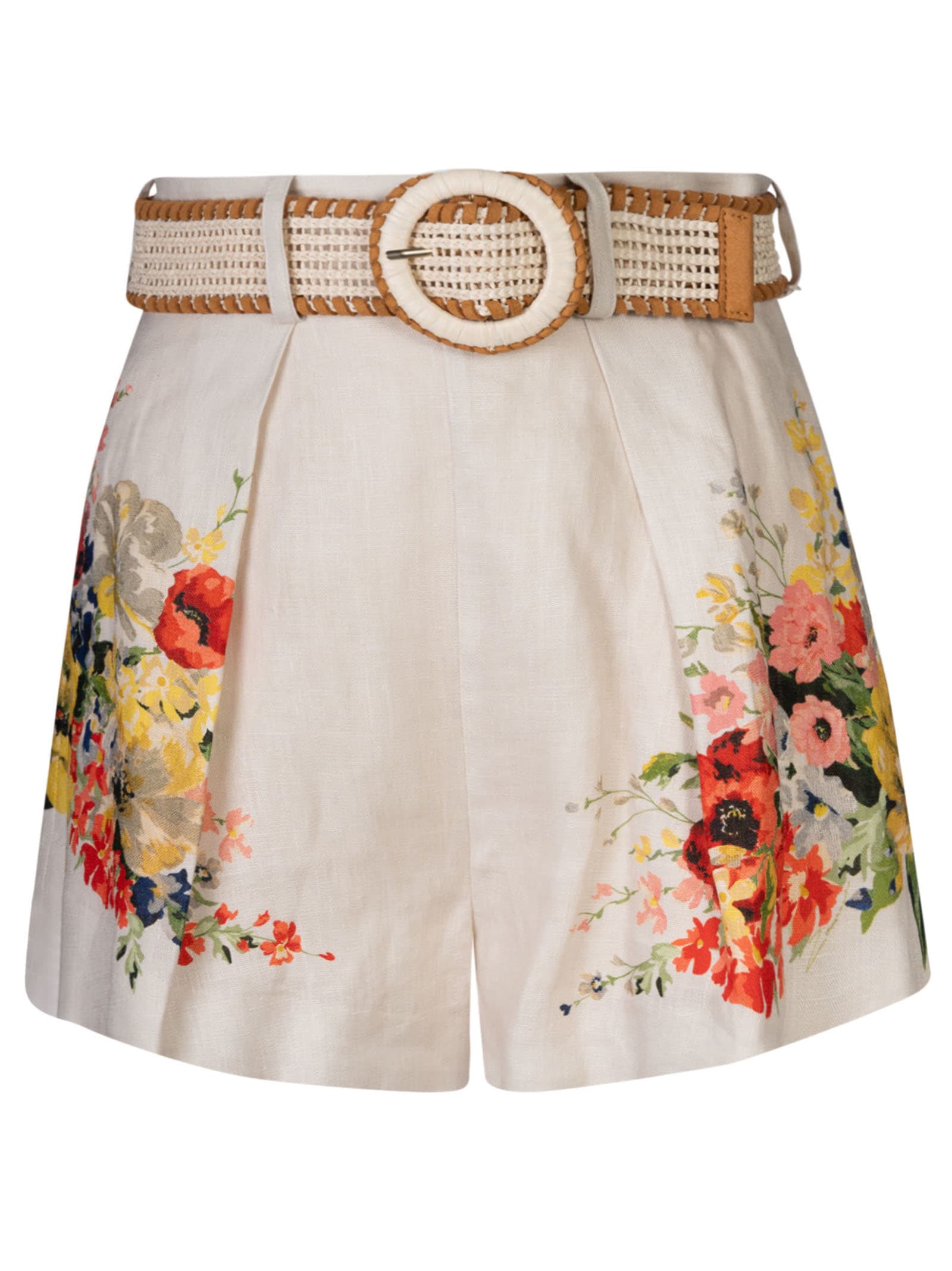 Shop Zimmermann Alight Tuch Shorts In Ivory Floral