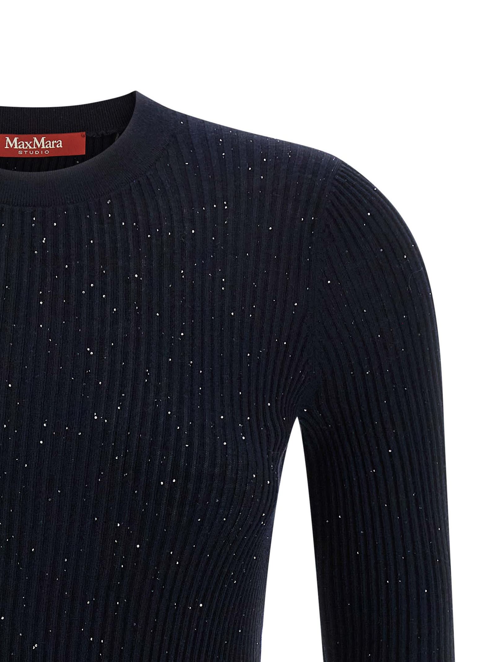 Max Mara Wool And Silk Sweater With Sequins In Black