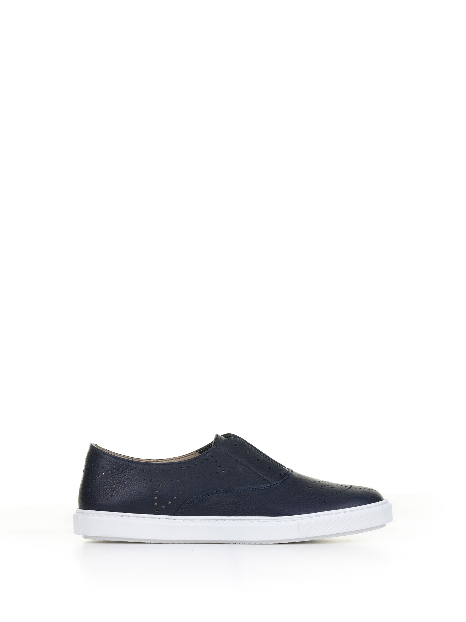 Navy Blue Leather Slip-on Sneakers