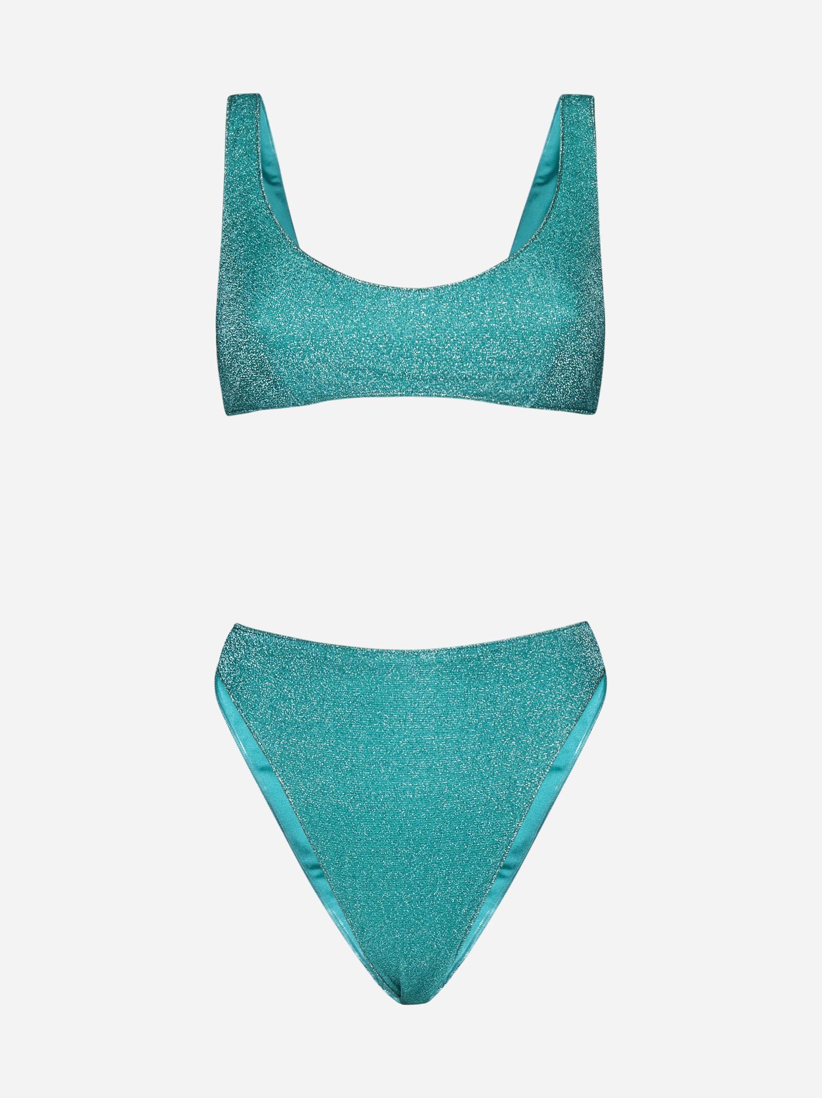 Shop Oseree Lumiere Sporty 90 Bikini In Neutro